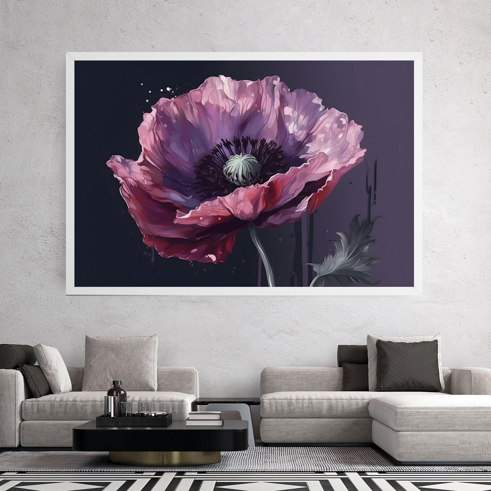 Картина на платно Light Purple Poppy mockup 2