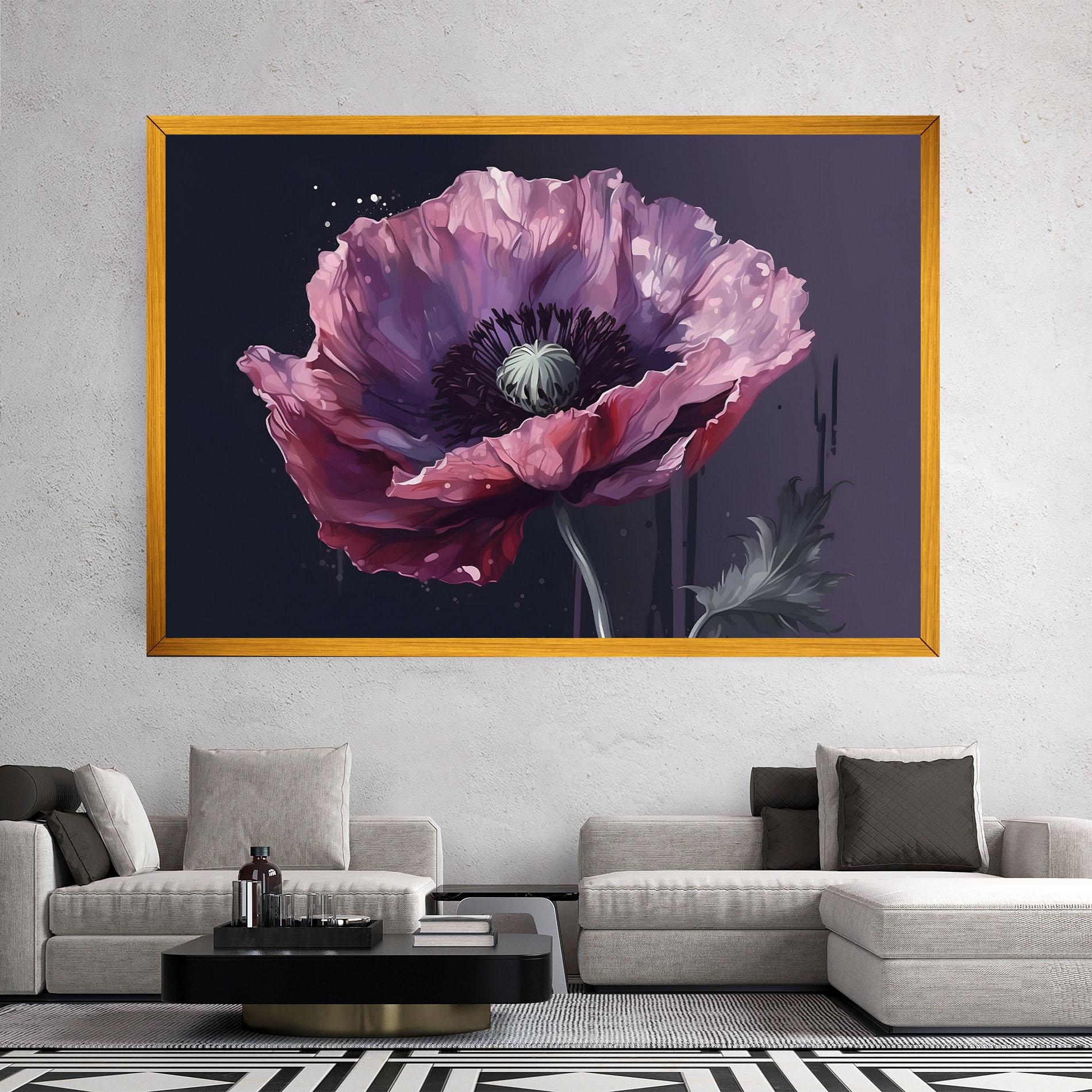 Картина на платно Light Purple Poppy mockup 2