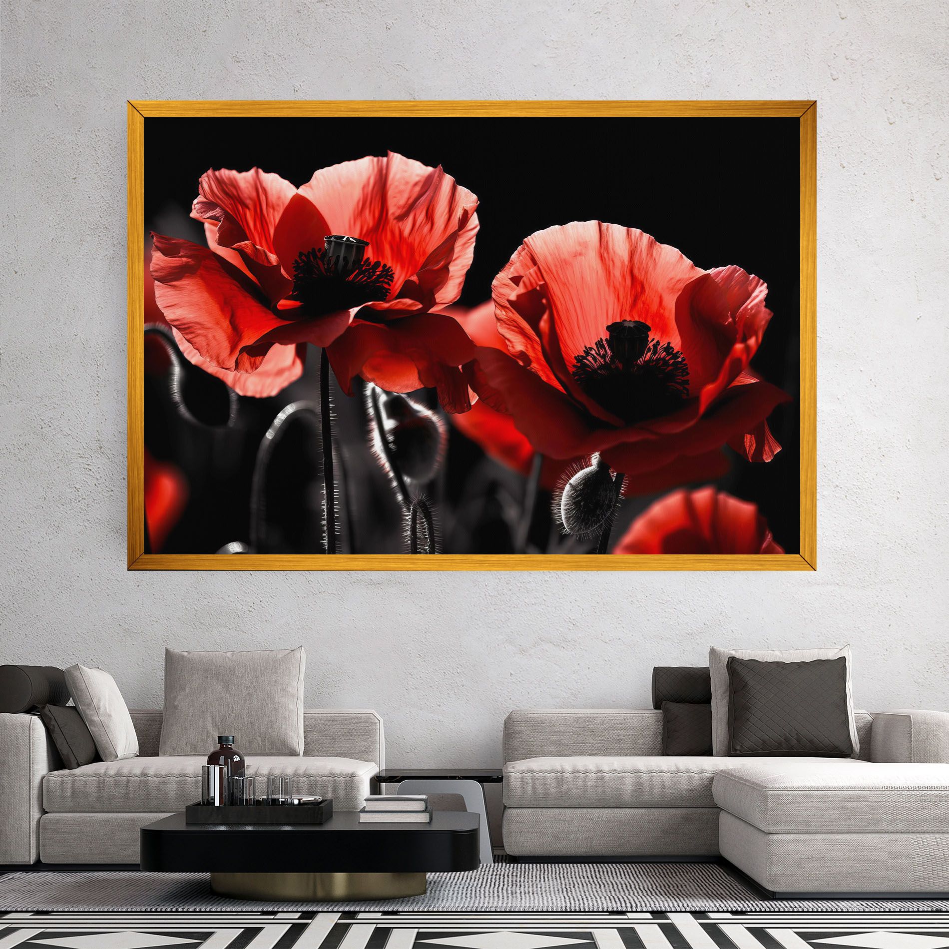 Light Red Poppy On Black mockup 2