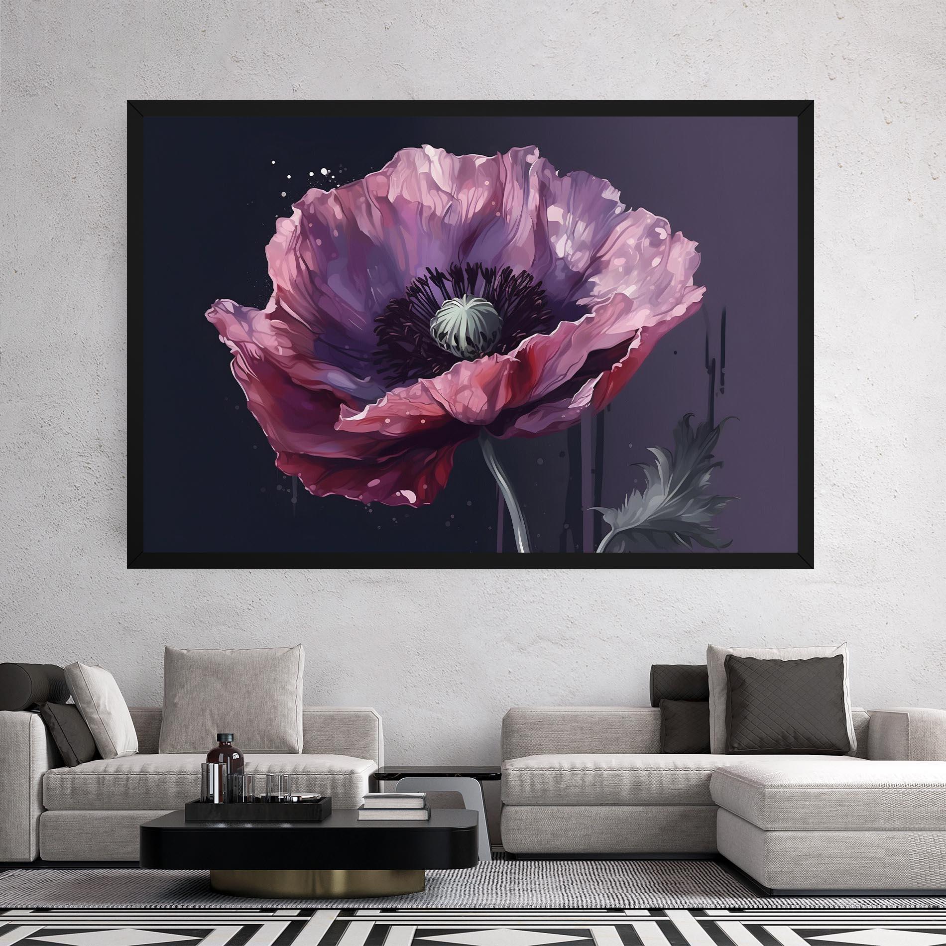 Картина на платно Light Purple Poppy mockup 2