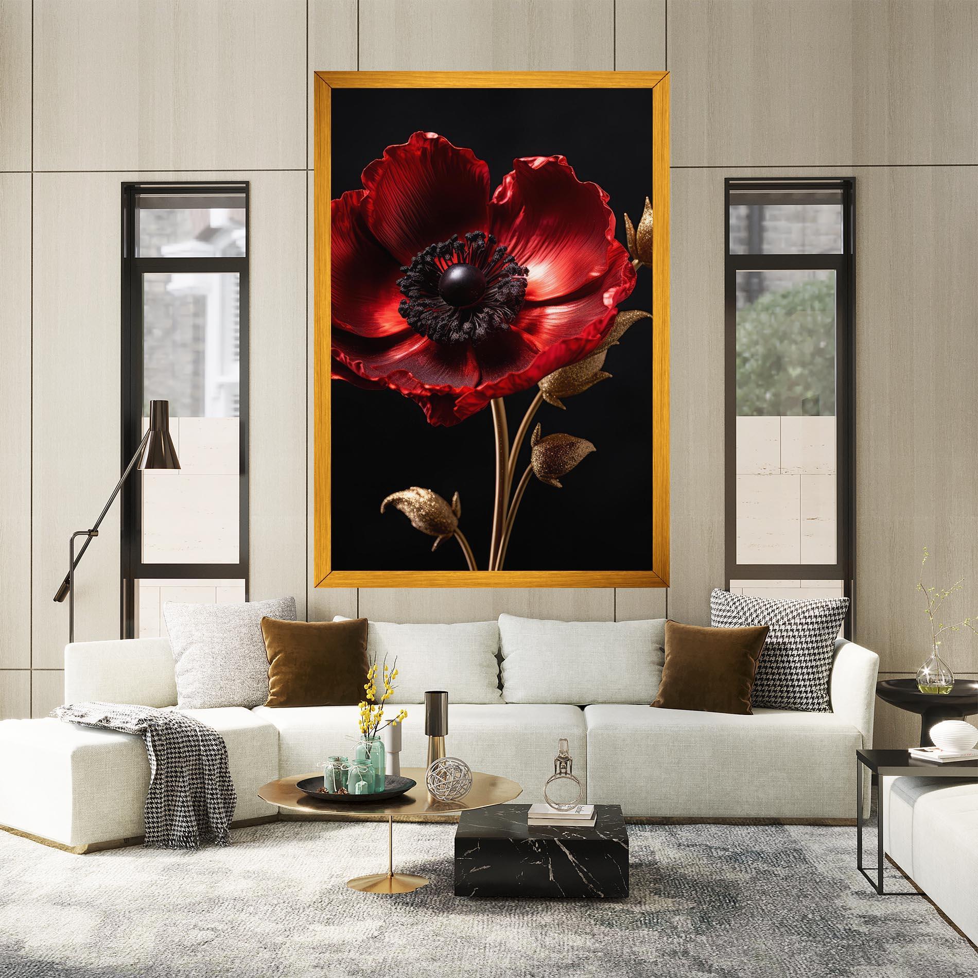 Картина на платно Dark Red Poppy mockup 2