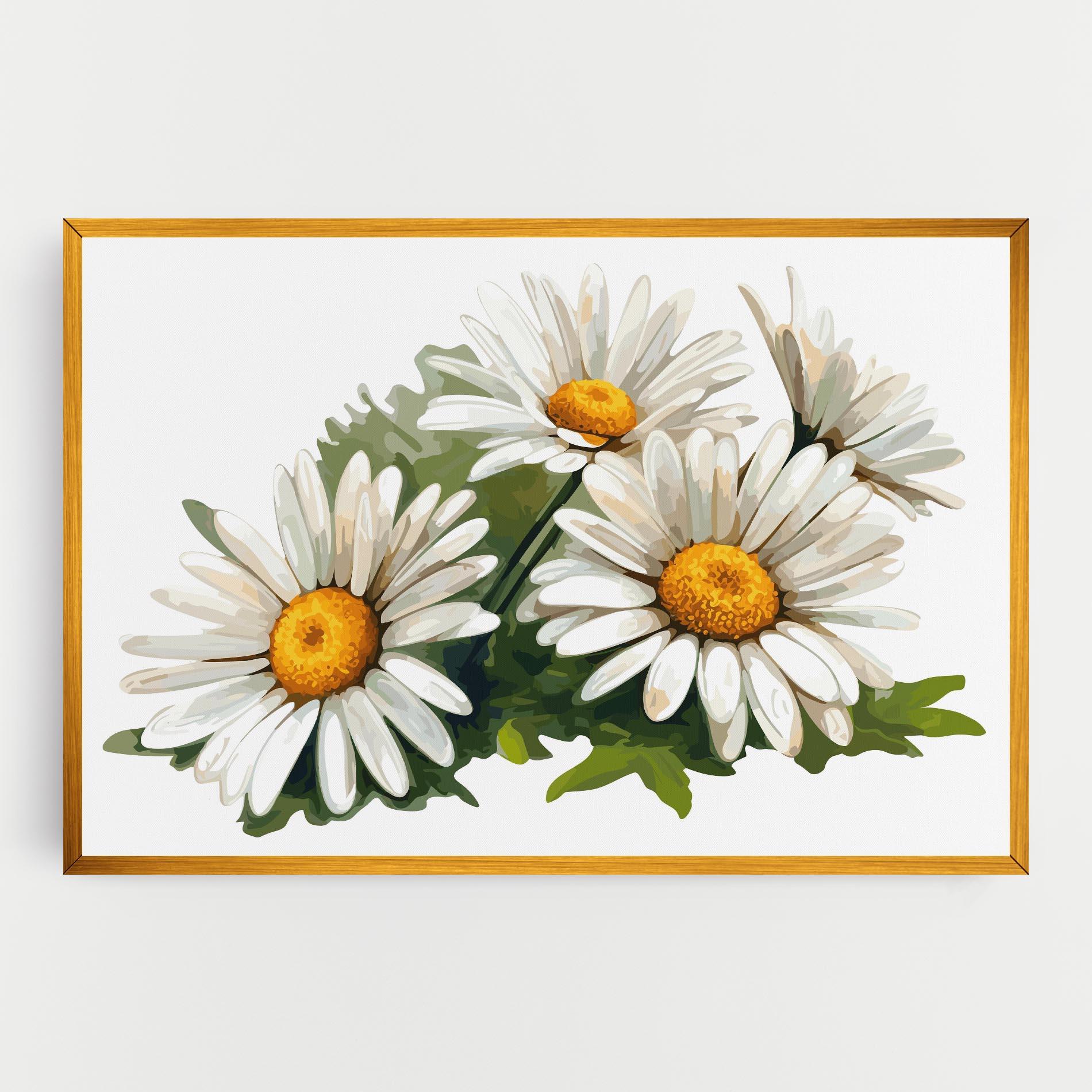 Картина на платно Grey White Daisy mockup 0