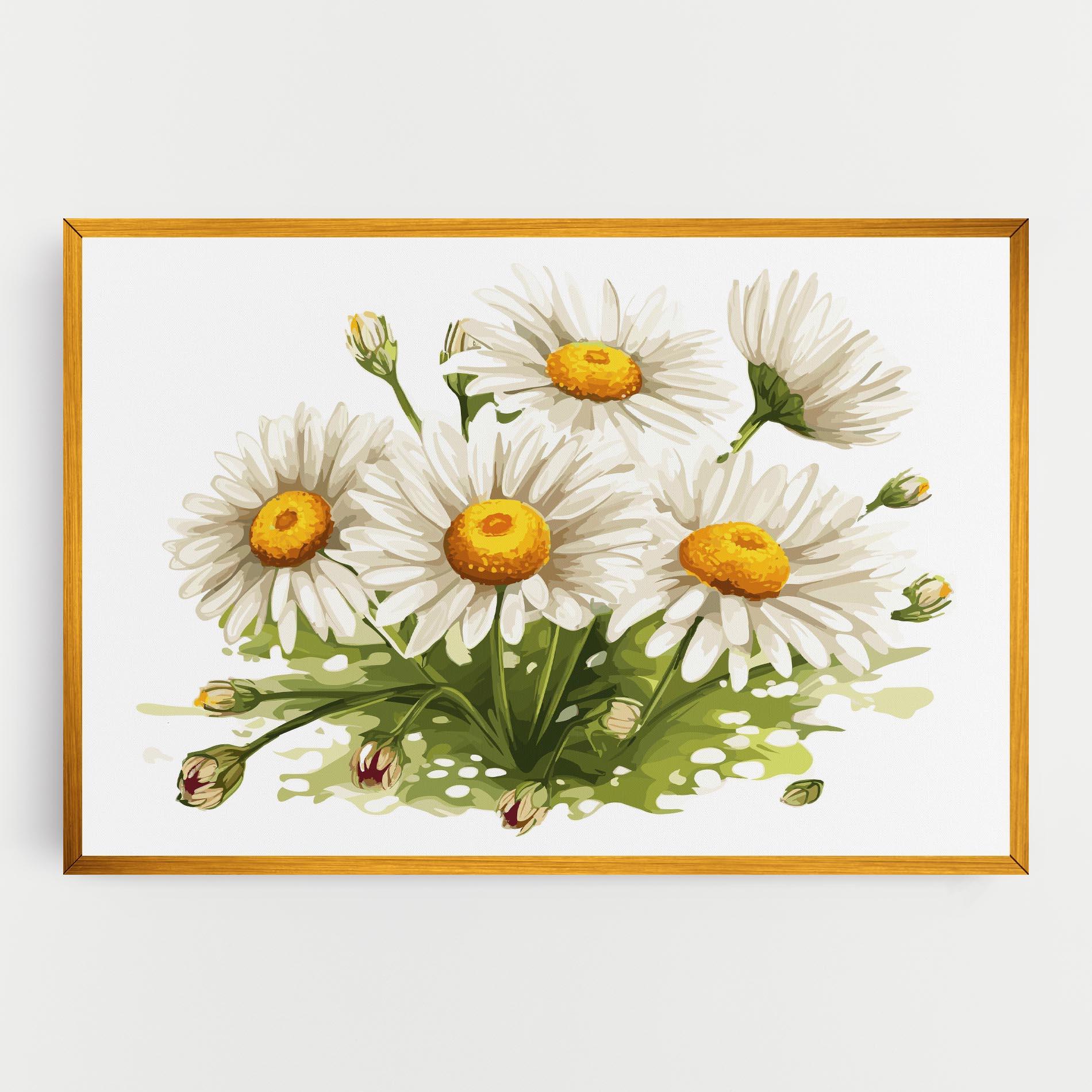 Картина на платно White Grey Daisy mockup 0