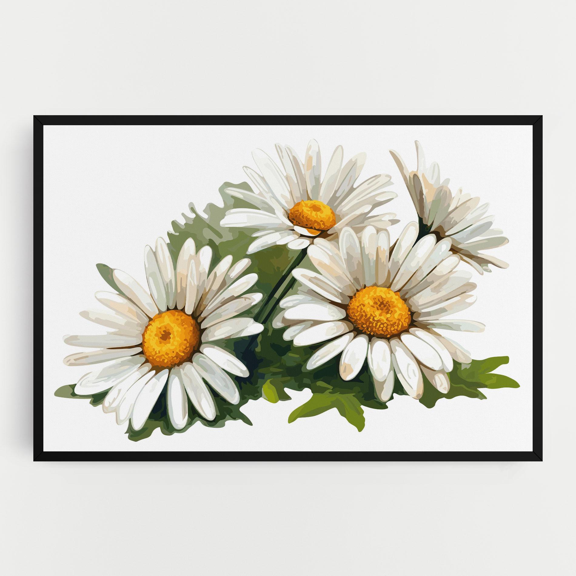 Картина на платно Grey White Daisy mockup 0