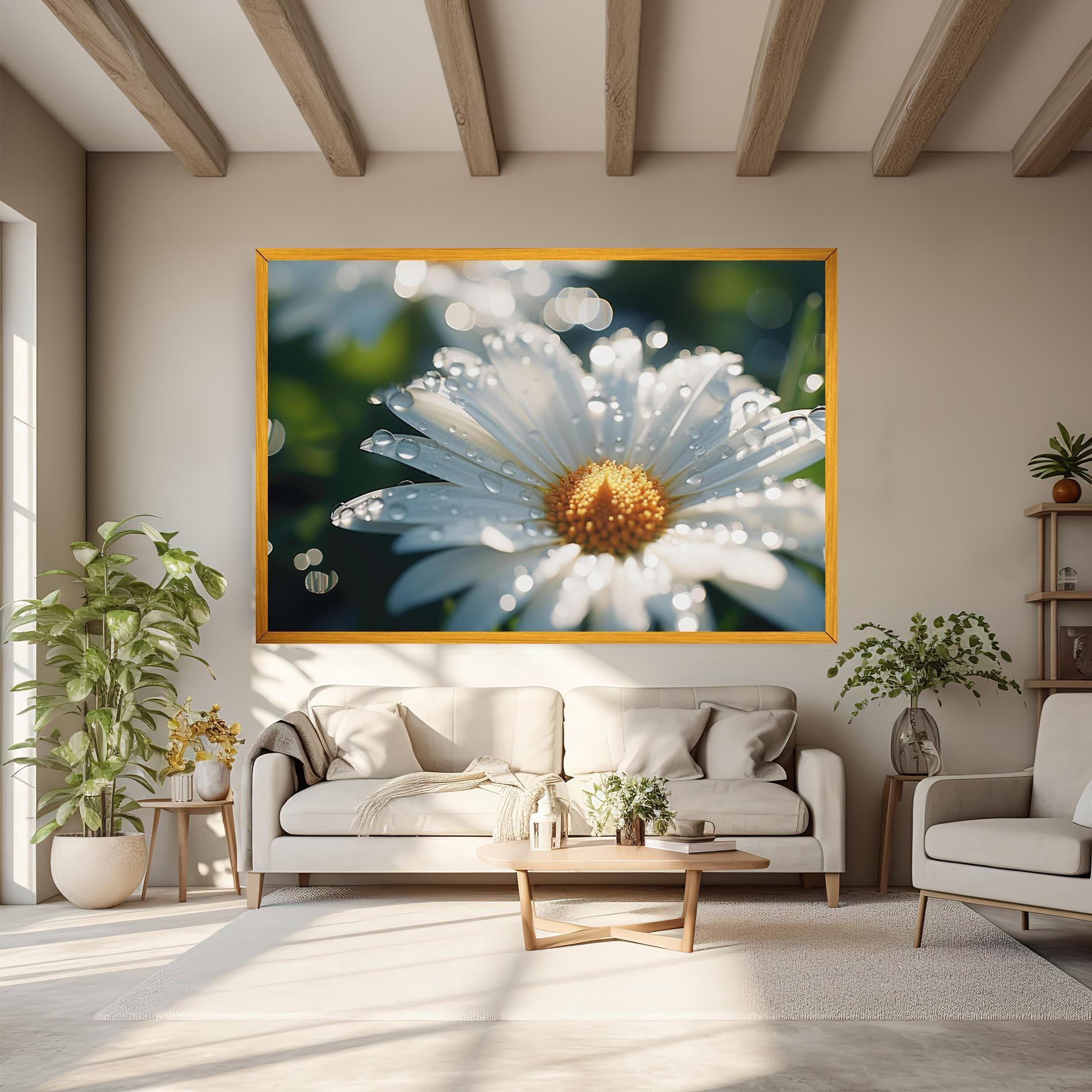 Картина на платно Daisy After Rain Close Up mockup 6