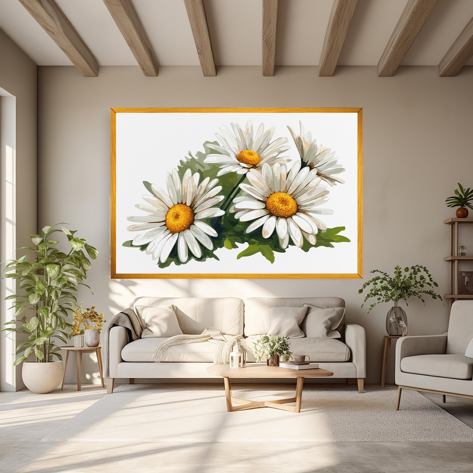 Картина на платно Grey White Daisy mockup 6