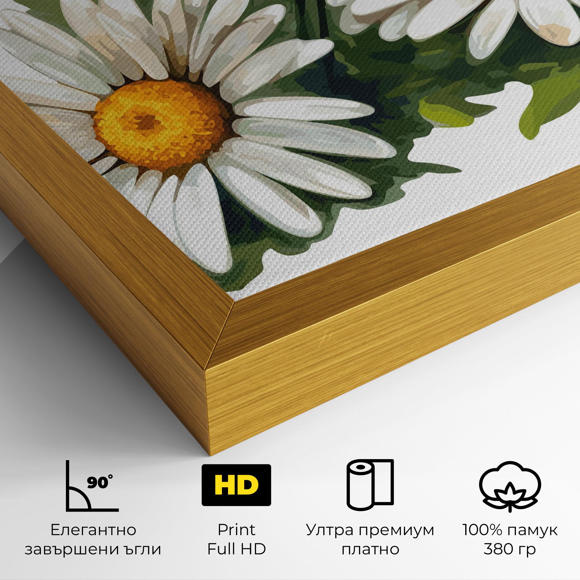 Картина на платно Grey White Daisy mockup 4