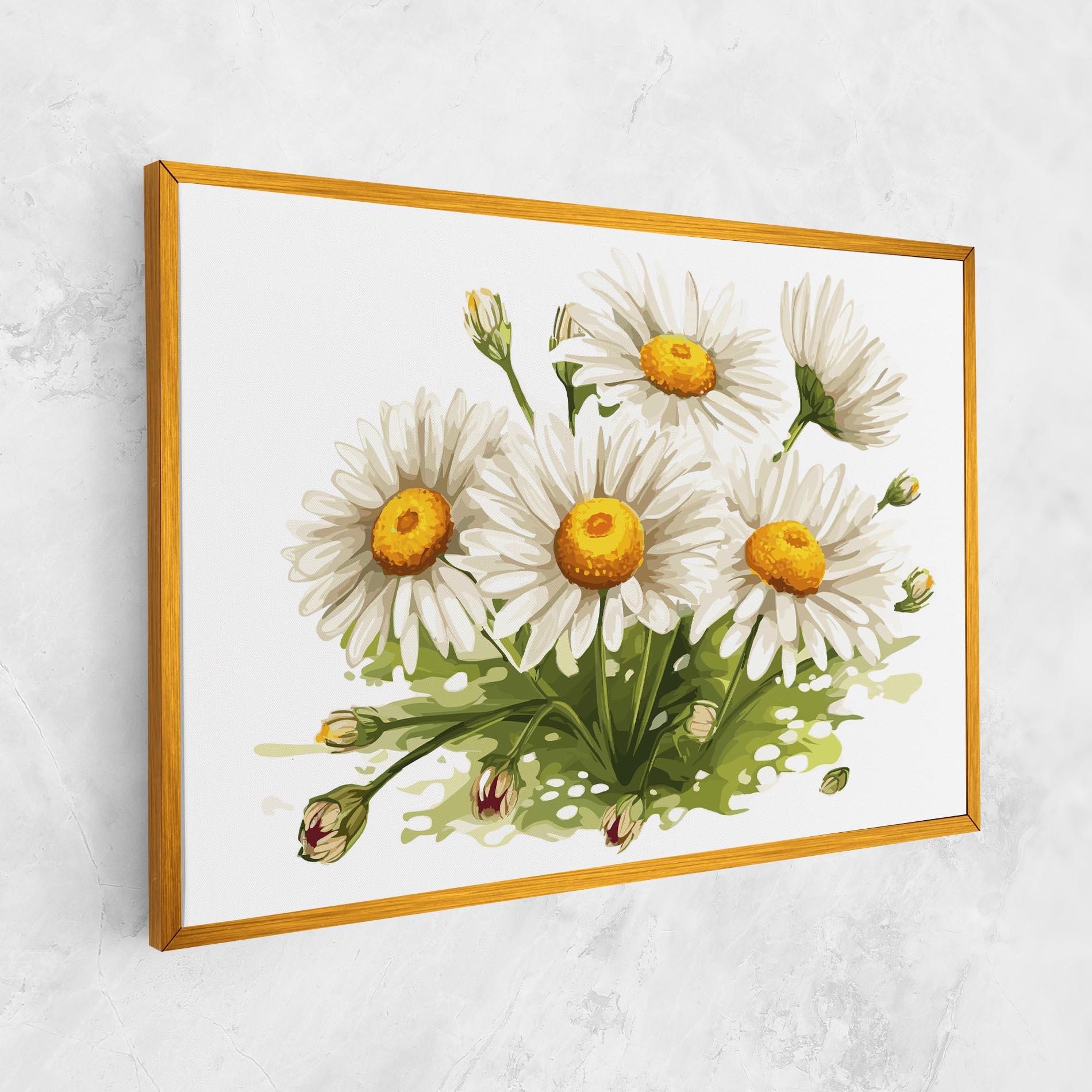 Картина на платно White Grey Daisy mockup 1