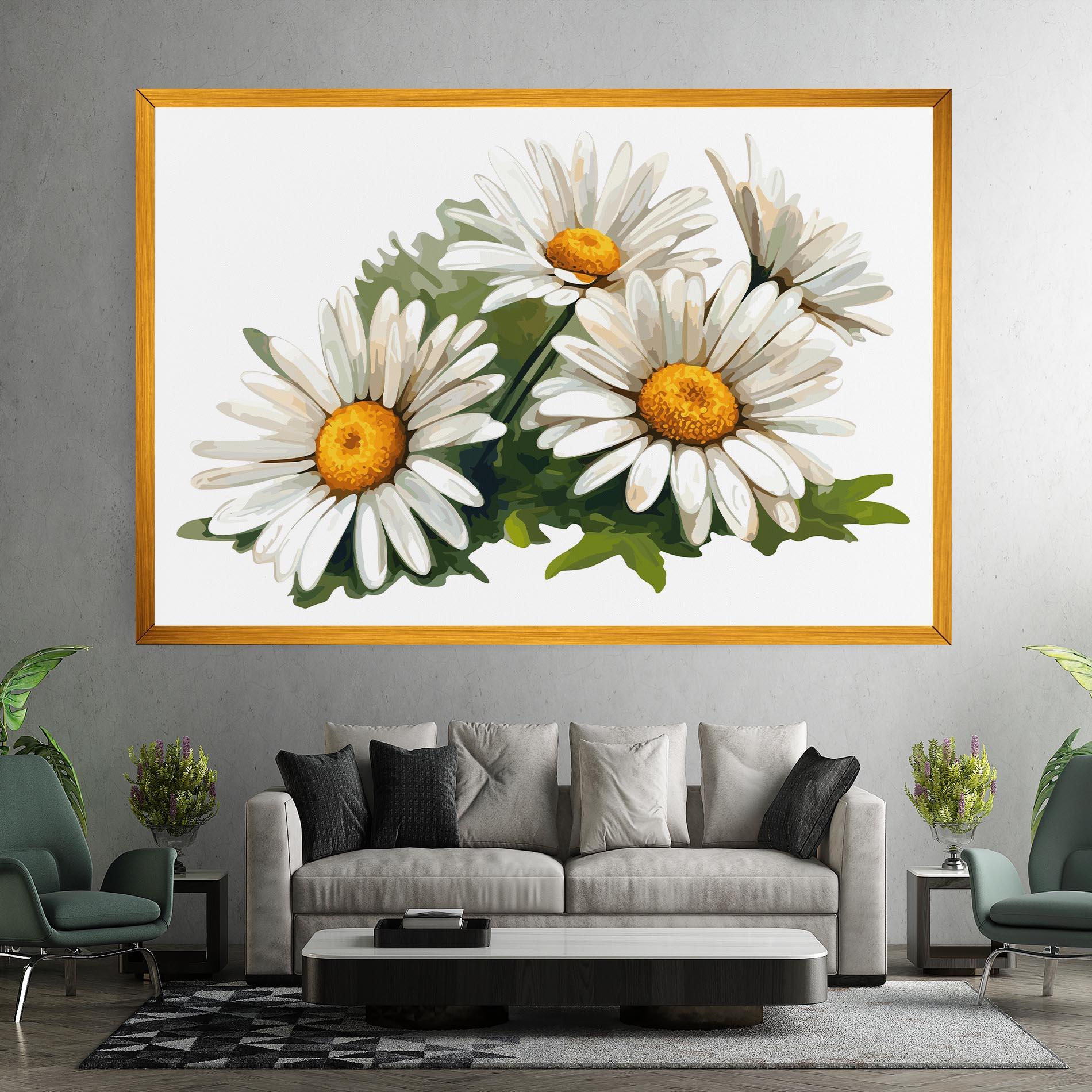 Картина на платно Grey White Daisy mockup 7