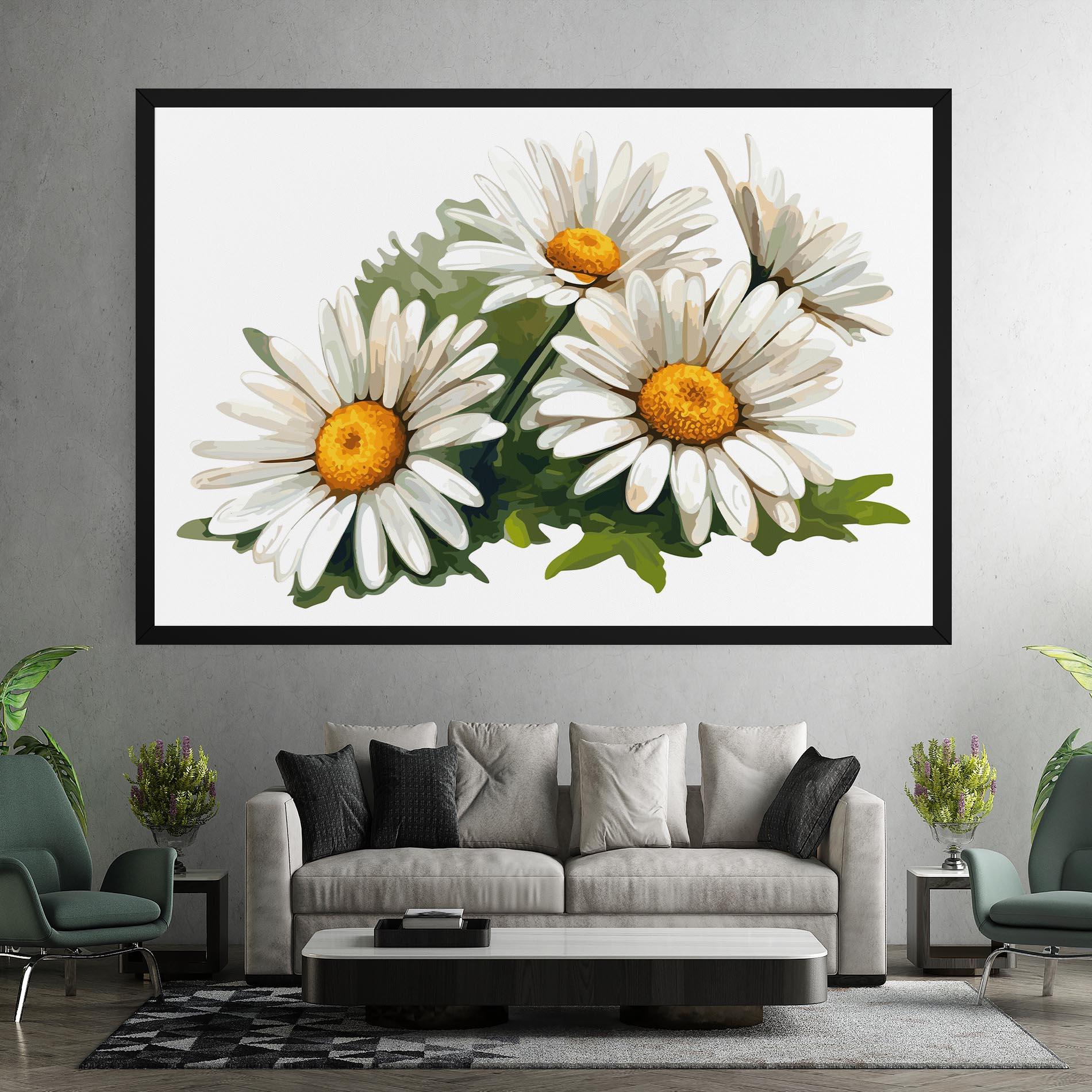 Картина на платно Grey White Daisy mockup 7