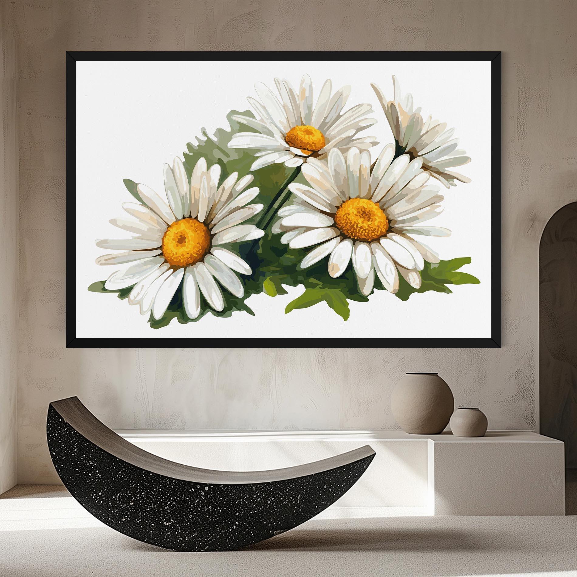 Картина на платно Grey White Daisy mockup 8