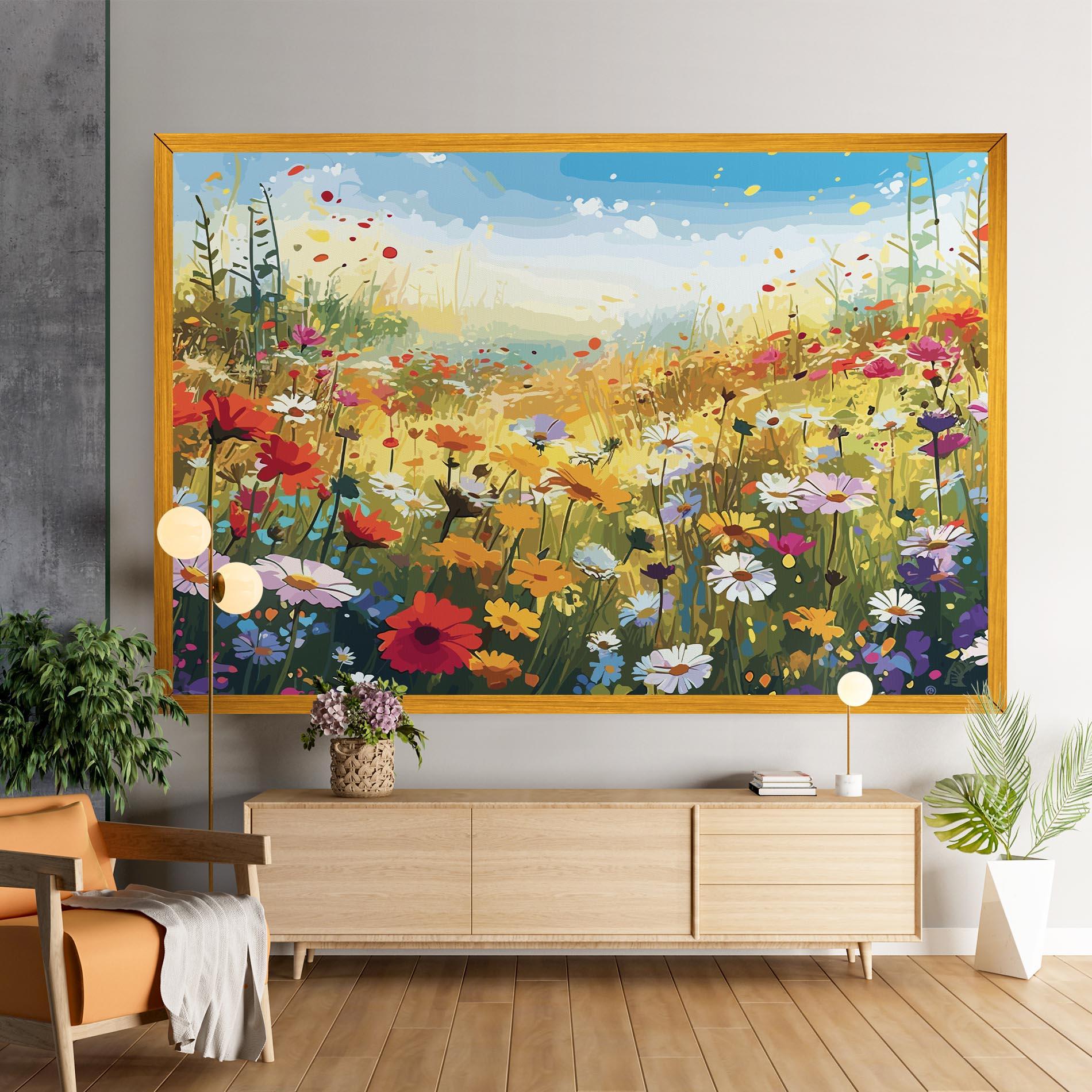 Картина на платно Colorful Daisy Mix mockup 9