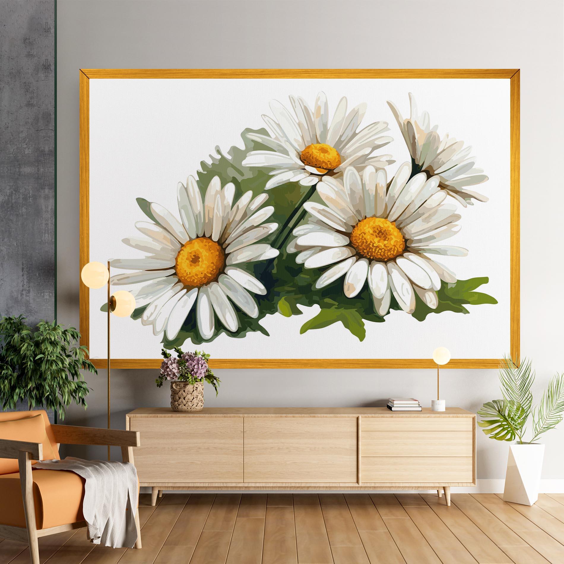 Картина на платно Grey White Daisy mockup 9