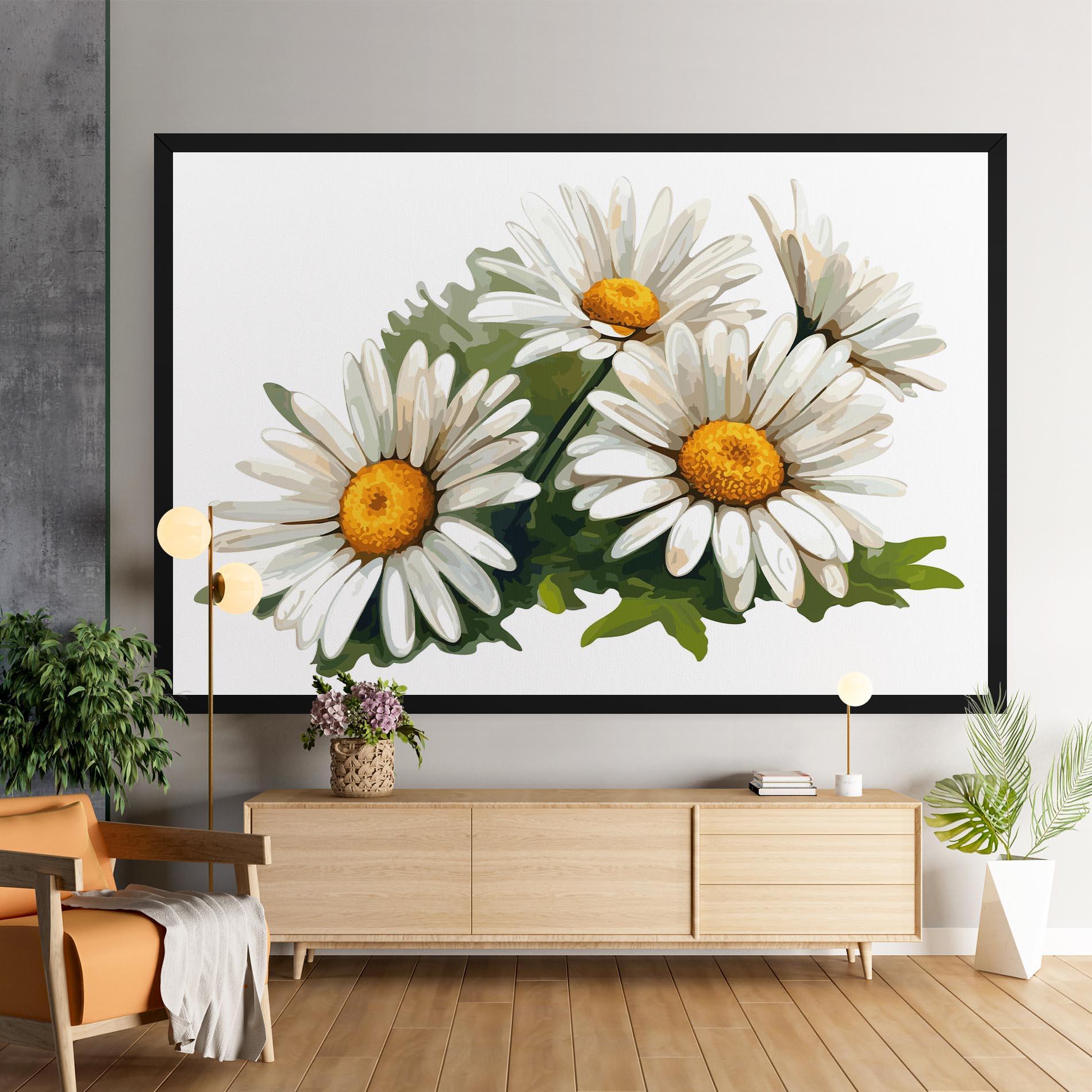 Картина на платно Grey White Daisy mockup 9
