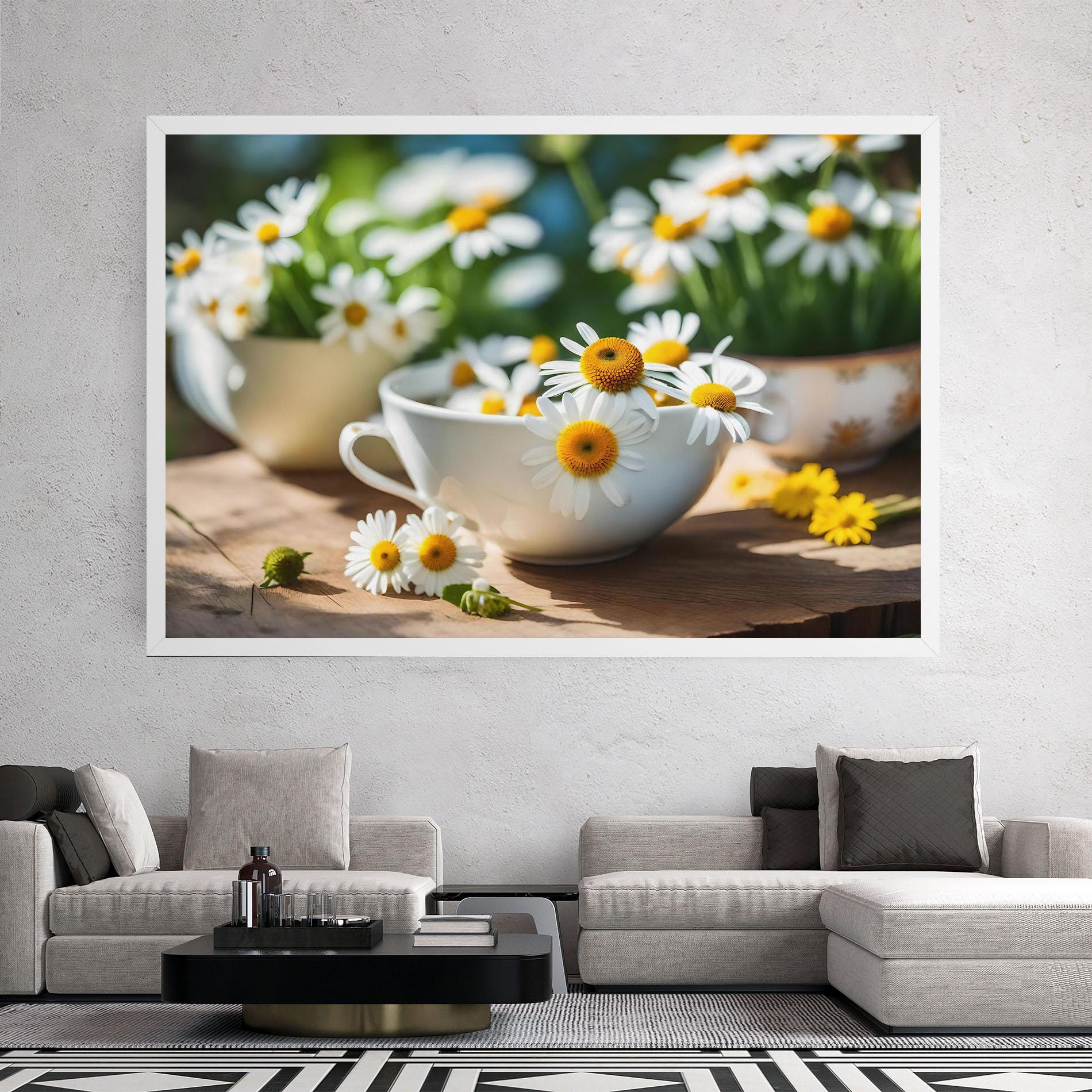 Картина на платно Daisies In A Cup mockup 2