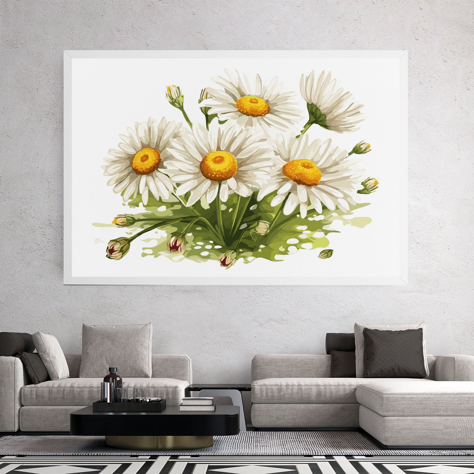 White Grey Daisy mockup 2