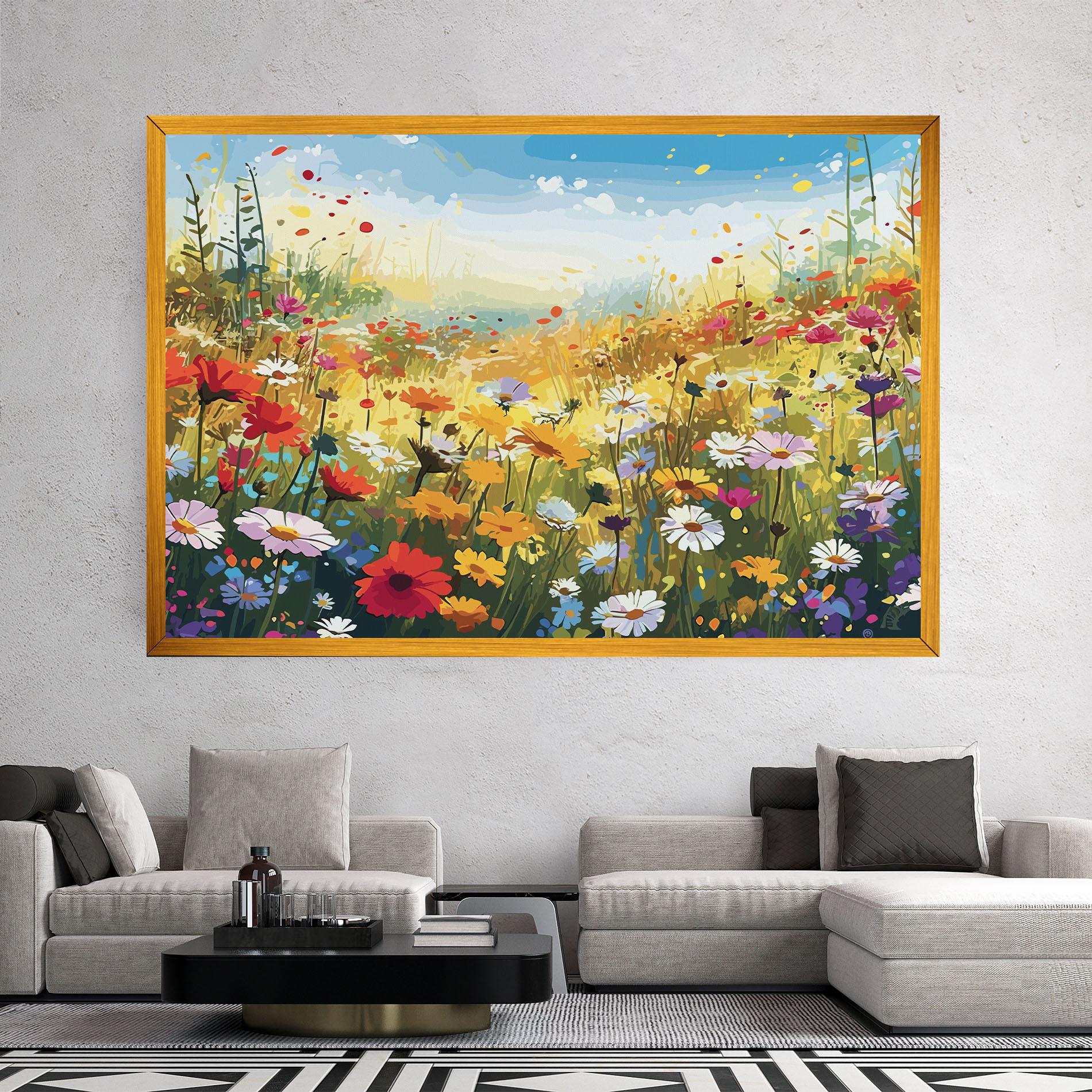 Картина на платно Colorful Daisy Mix mockup 2