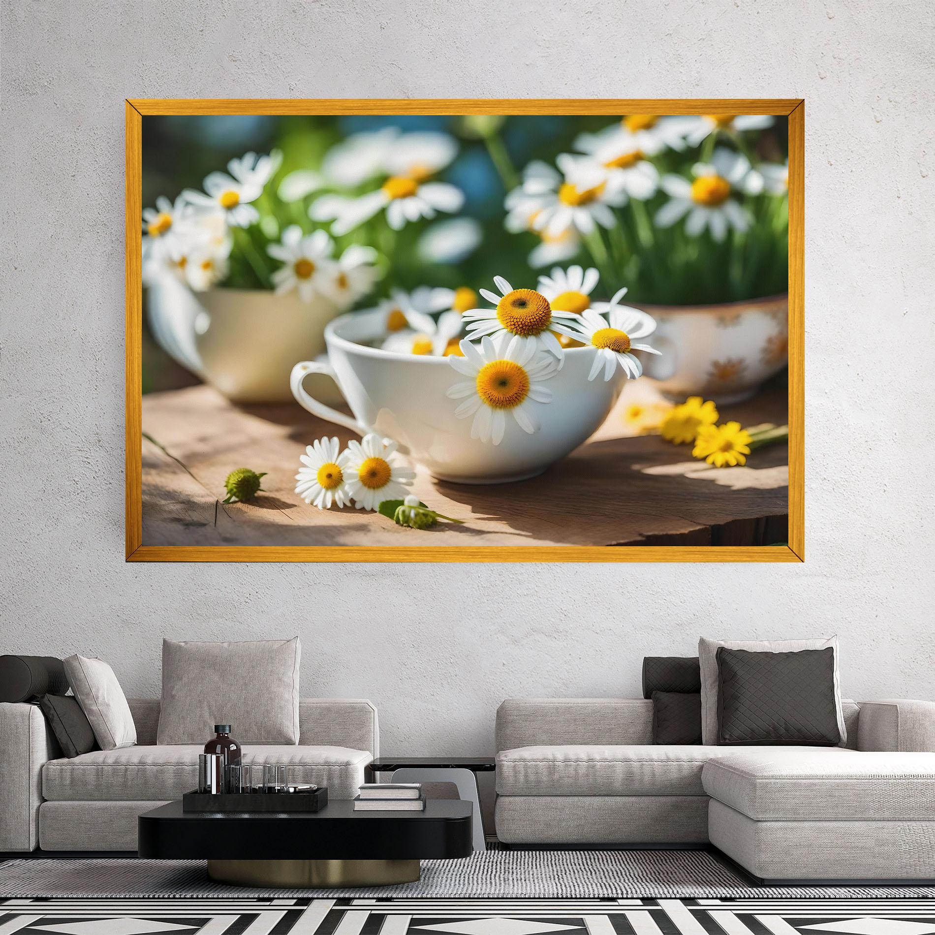 Картина на платно Daisies In A Cup mockup 2