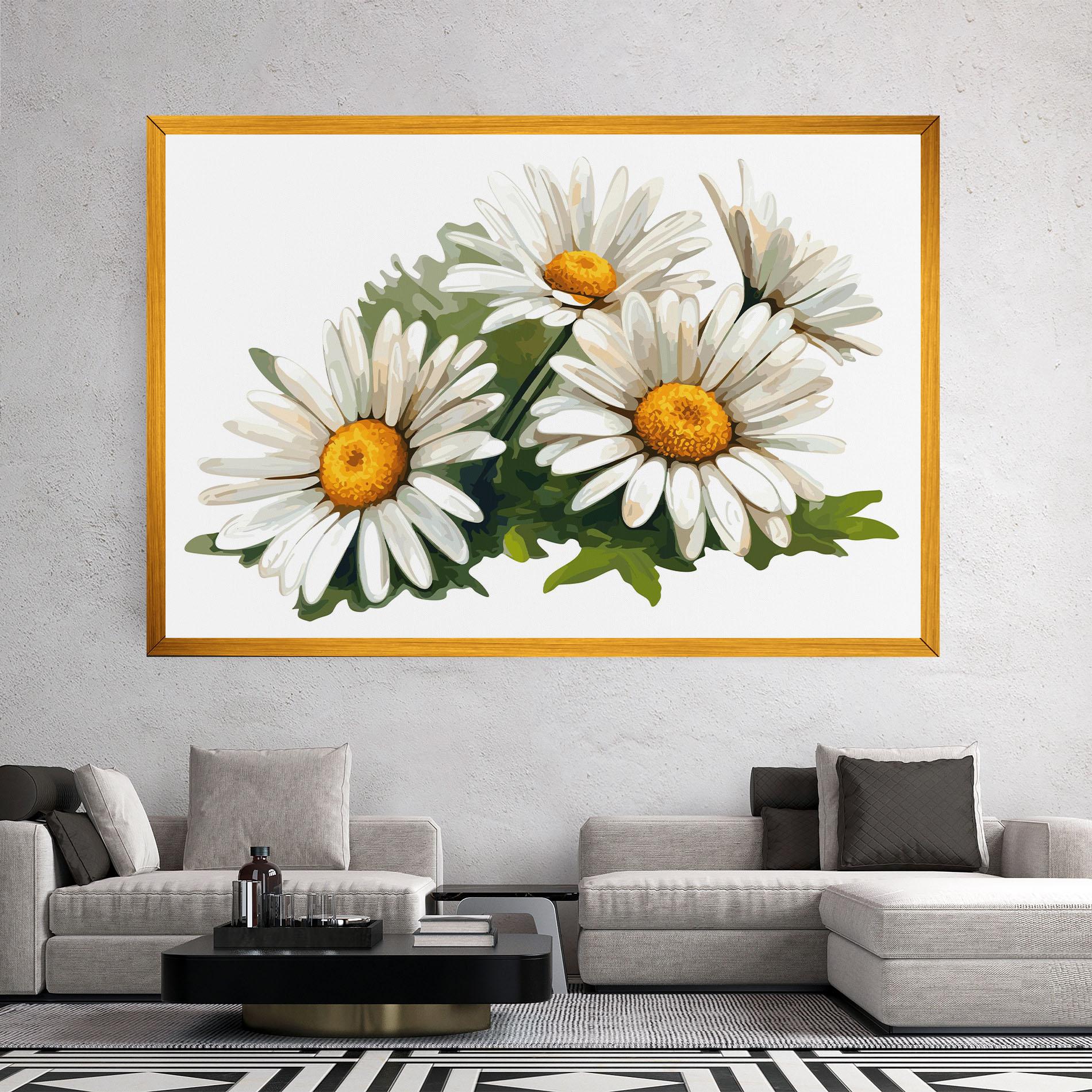 Картина на платно Grey White Daisy mockup 2