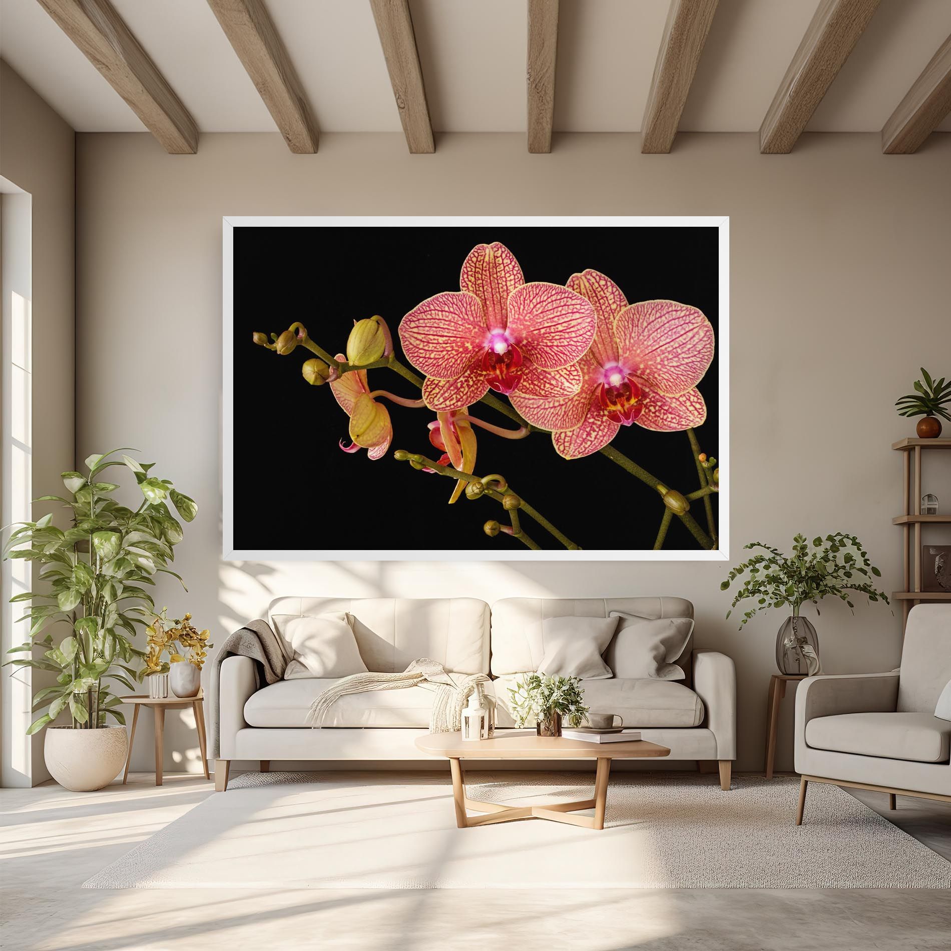 Pink Orchids On Black mockup 6