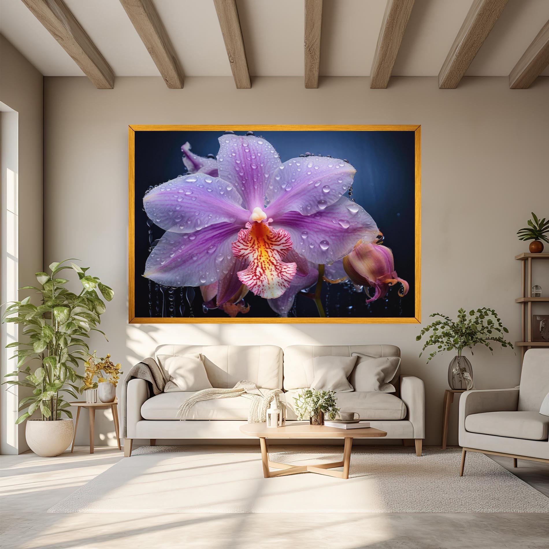 Картина на платно Orchid In Rain mockup 6