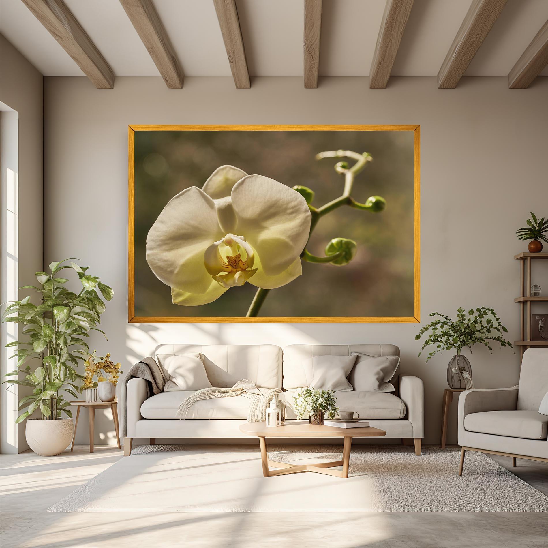 Картина на платно Pastel Yellow Orchid In Garden mockup 6