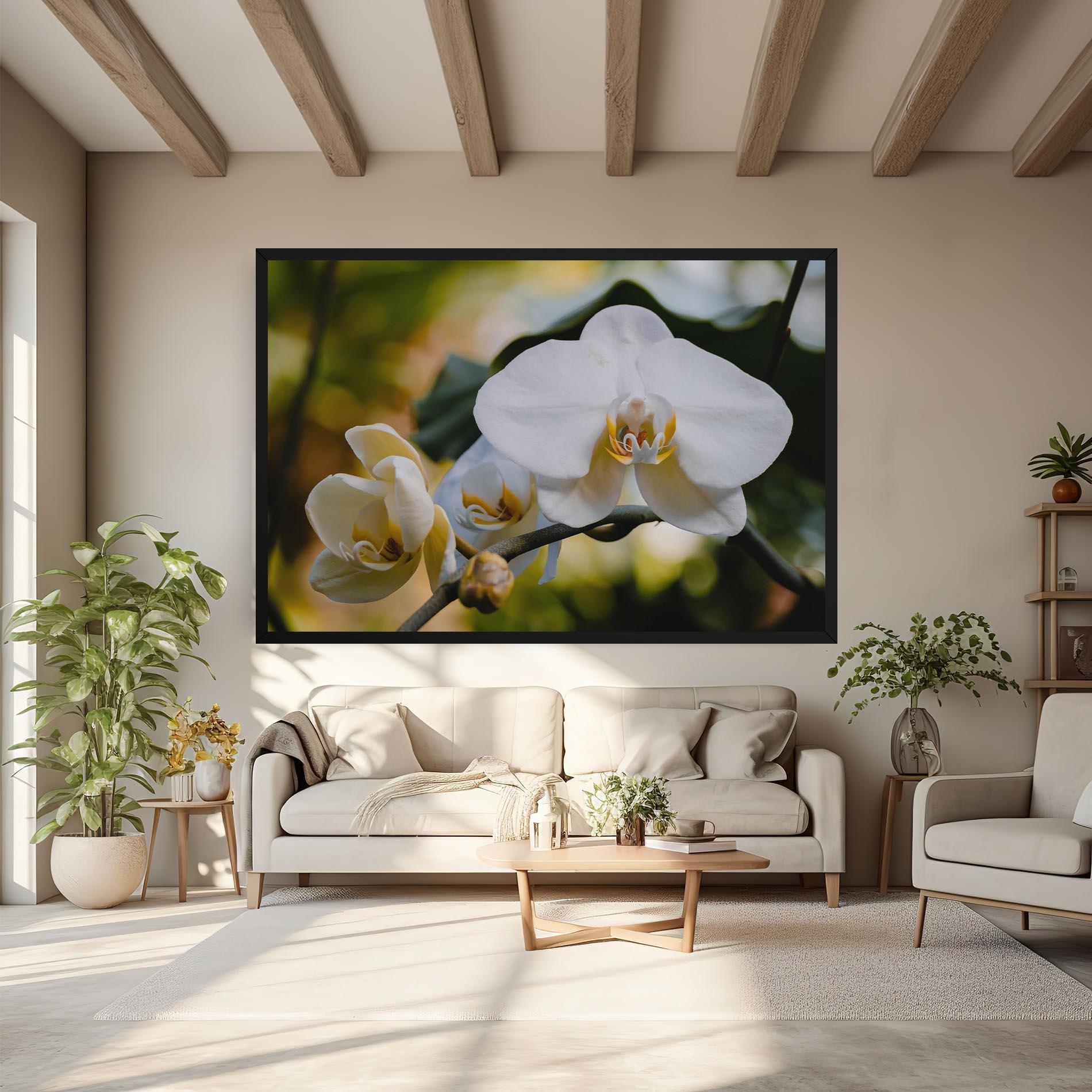 Картина на платно Cream Orchid In Nature mockup 6