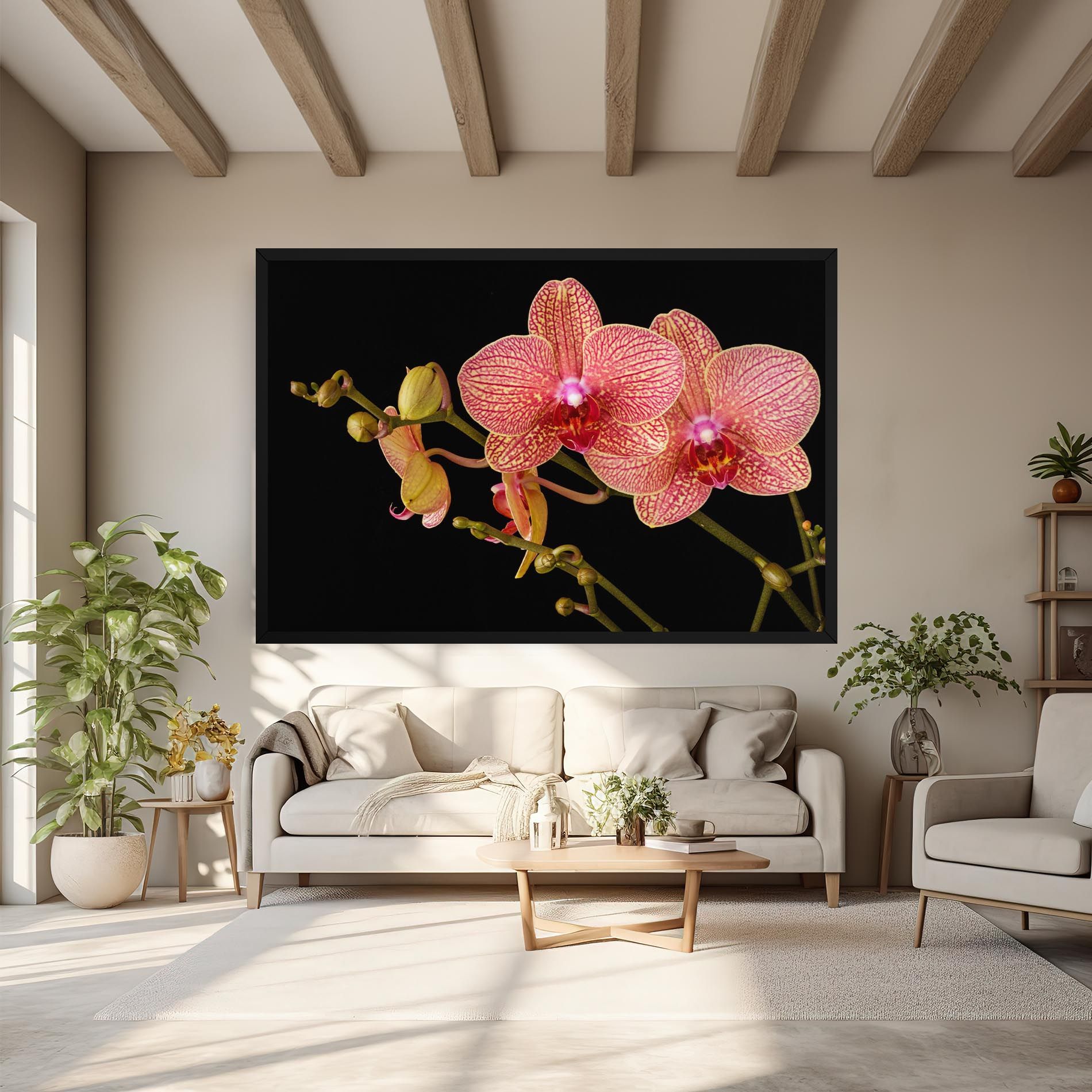 Pink Orchids On Black mockup 6