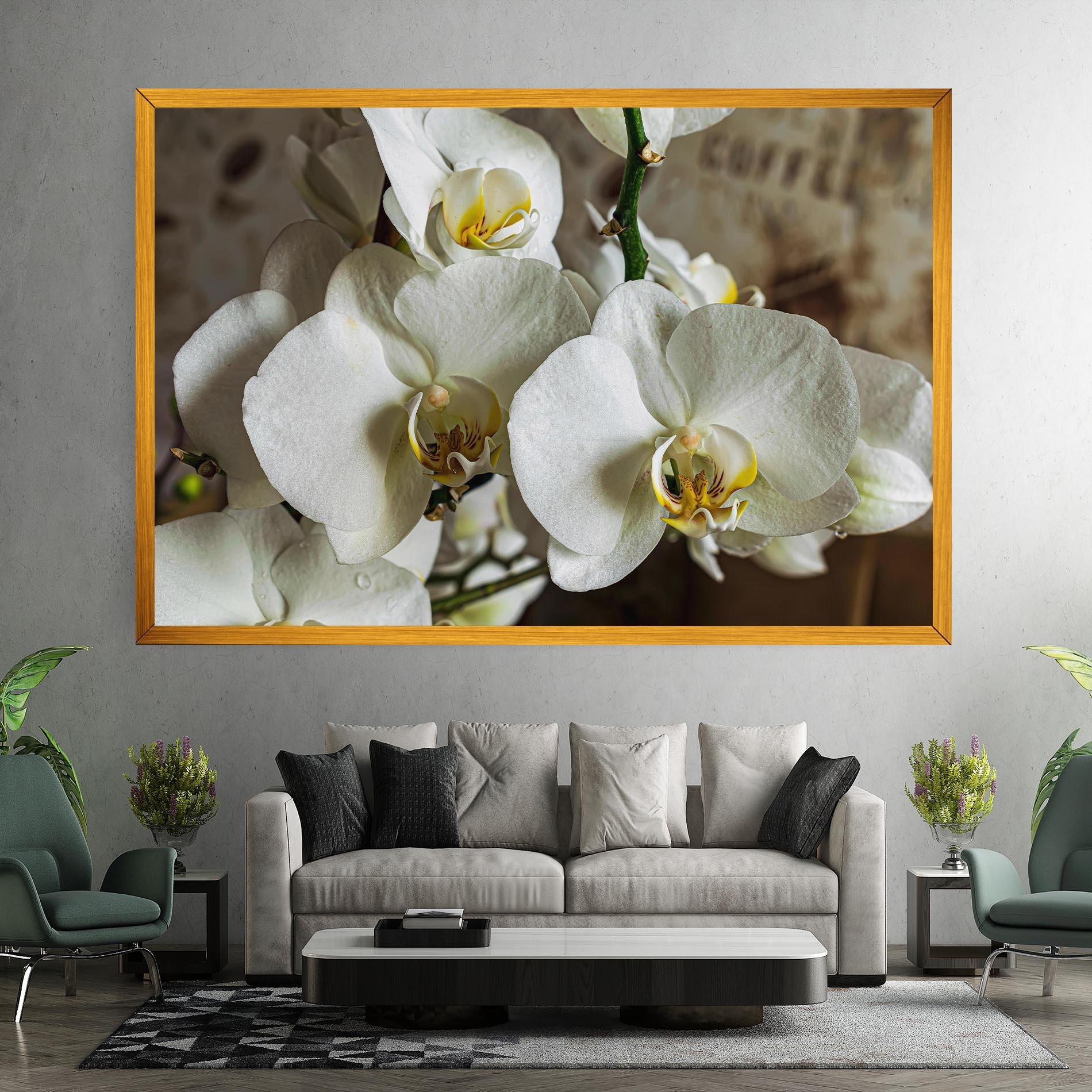 Картина на платно Beautiful White Orchids mockup 7