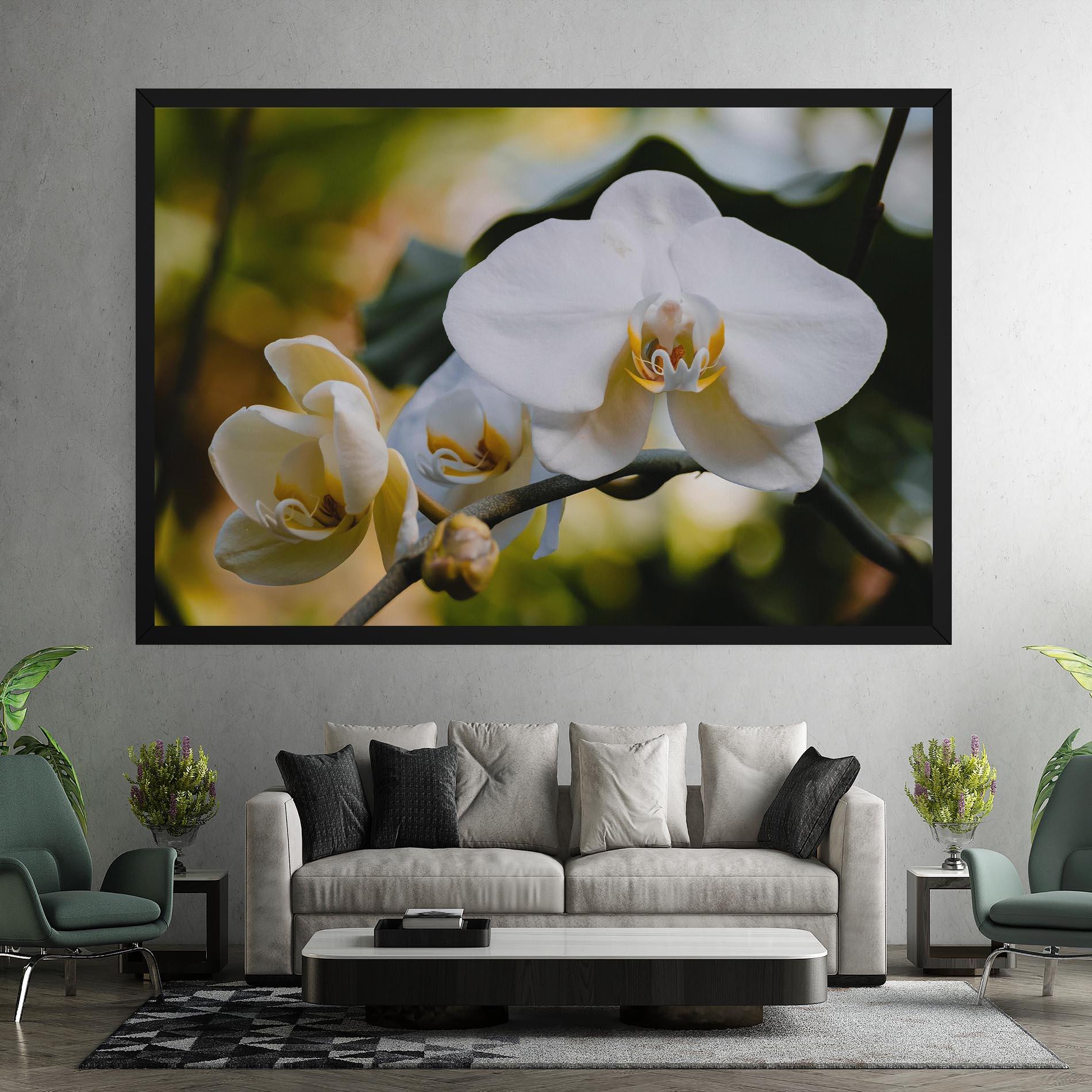 Картина на платно Cream Orchid In Nature mockup 7