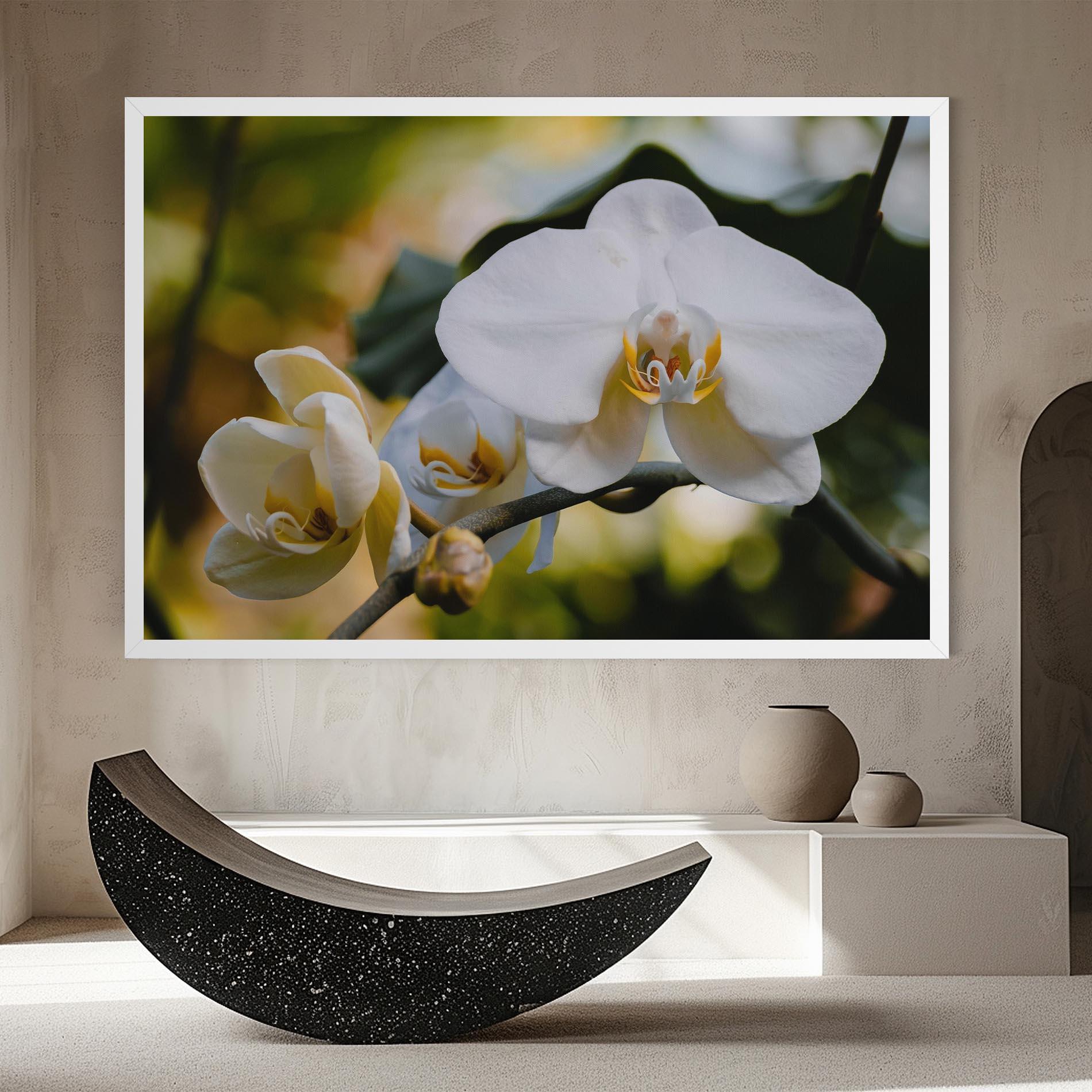 Картина на платно Cream Orchid In Nature mockup 8