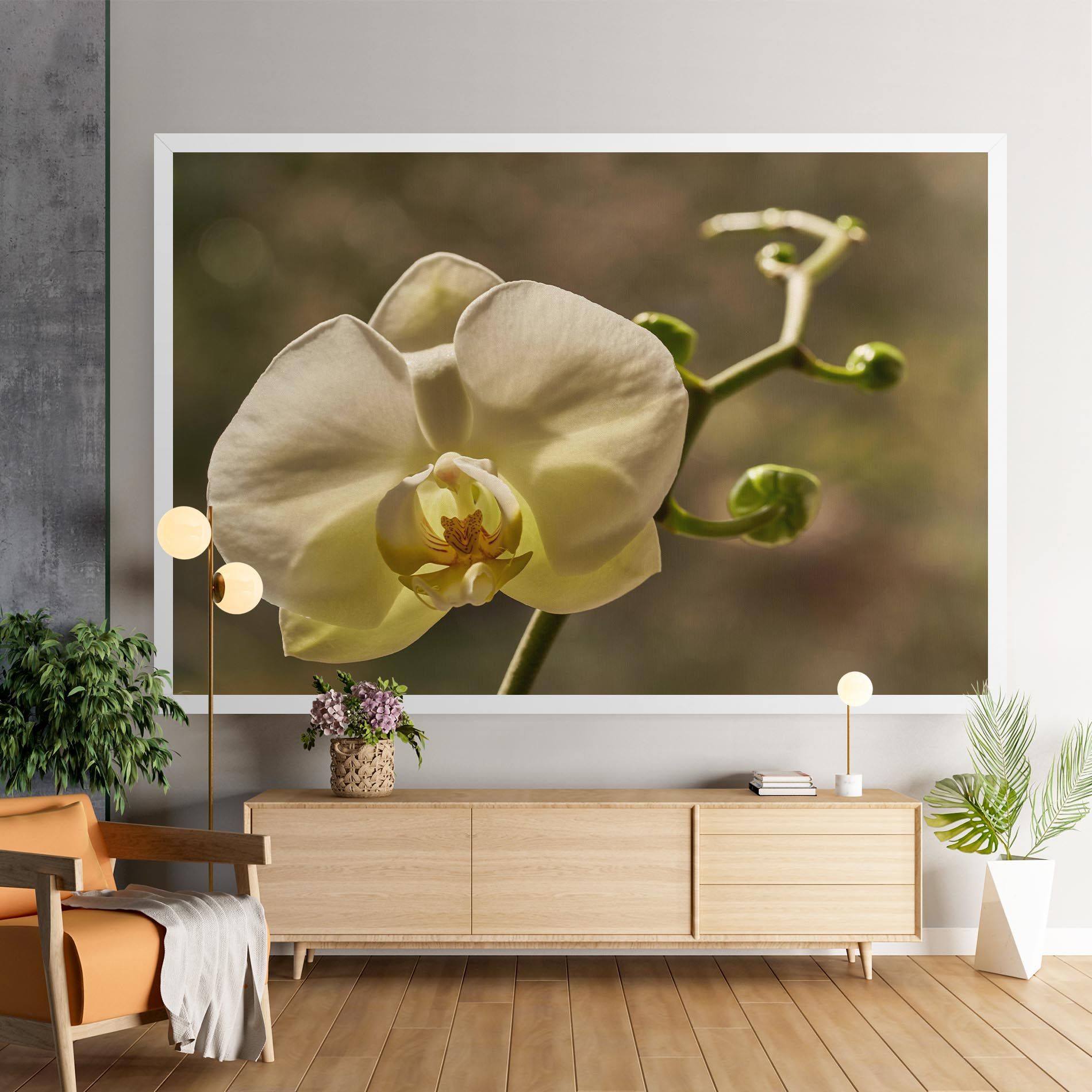 Pastel Yellow Orchid In Garden mockup 9