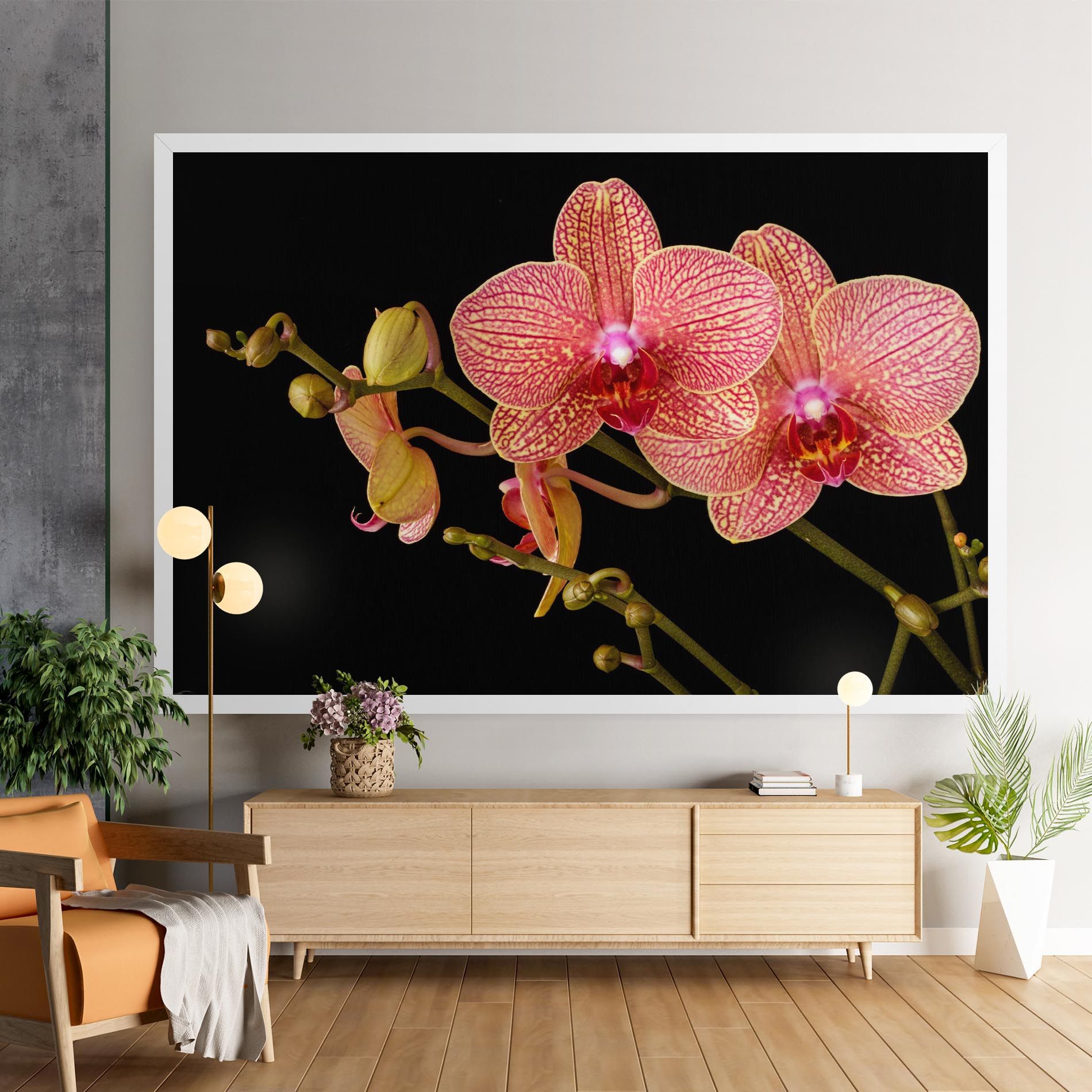 Pink Orchids On Black mockup 9