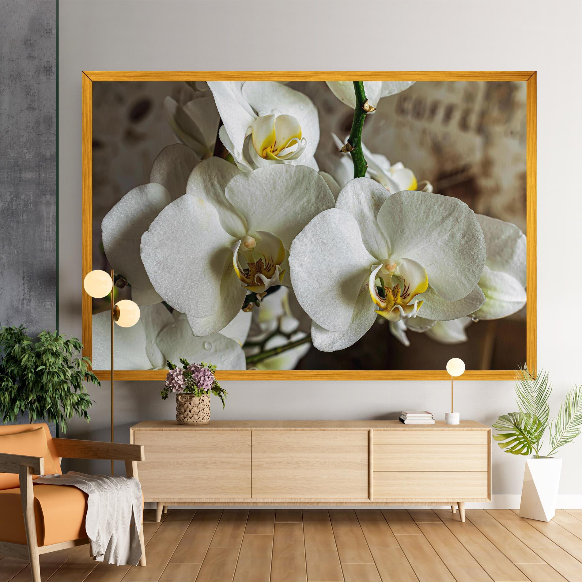 Картина на платно Beautiful White Orchids mockup 9