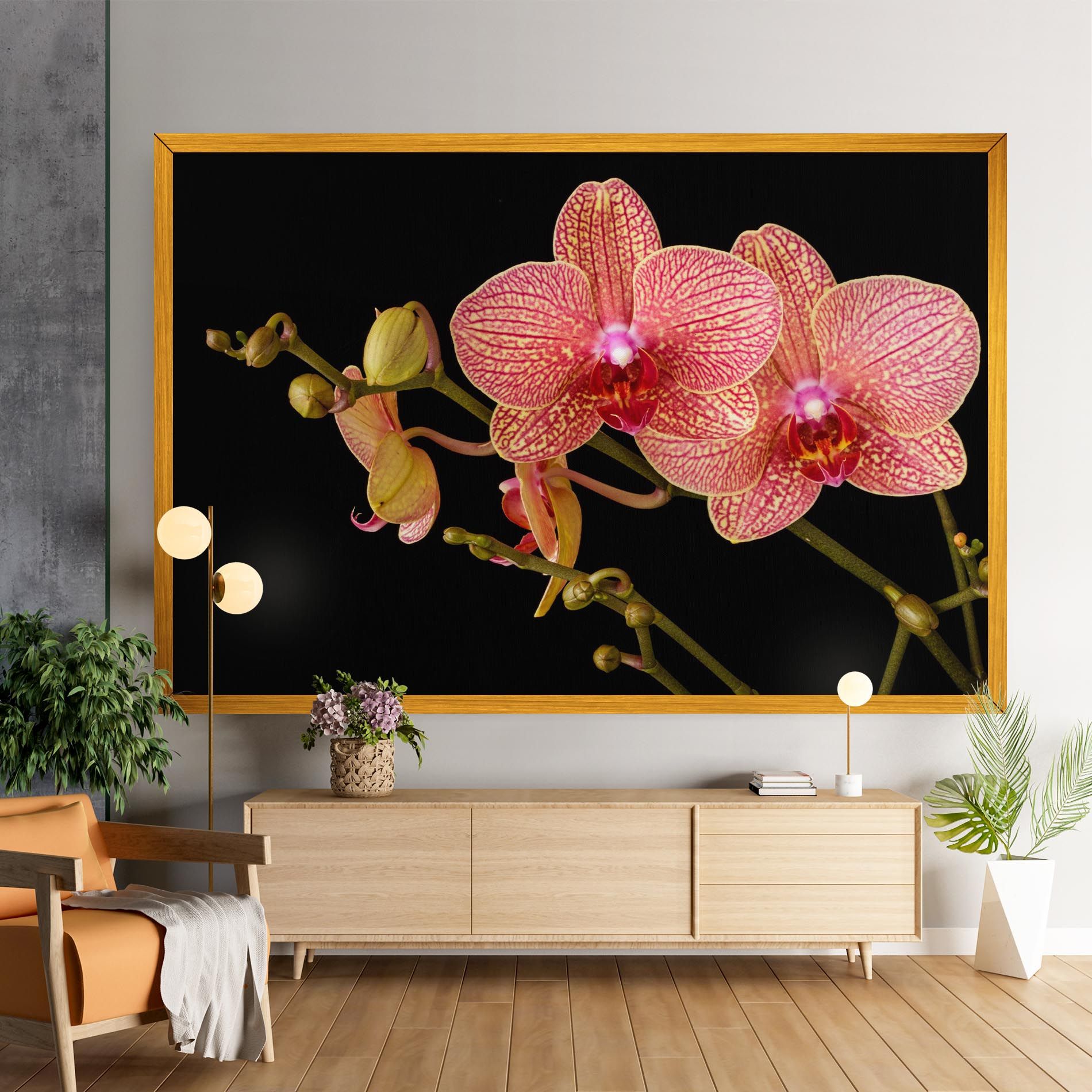 Pink Orchids On Black mockup 9