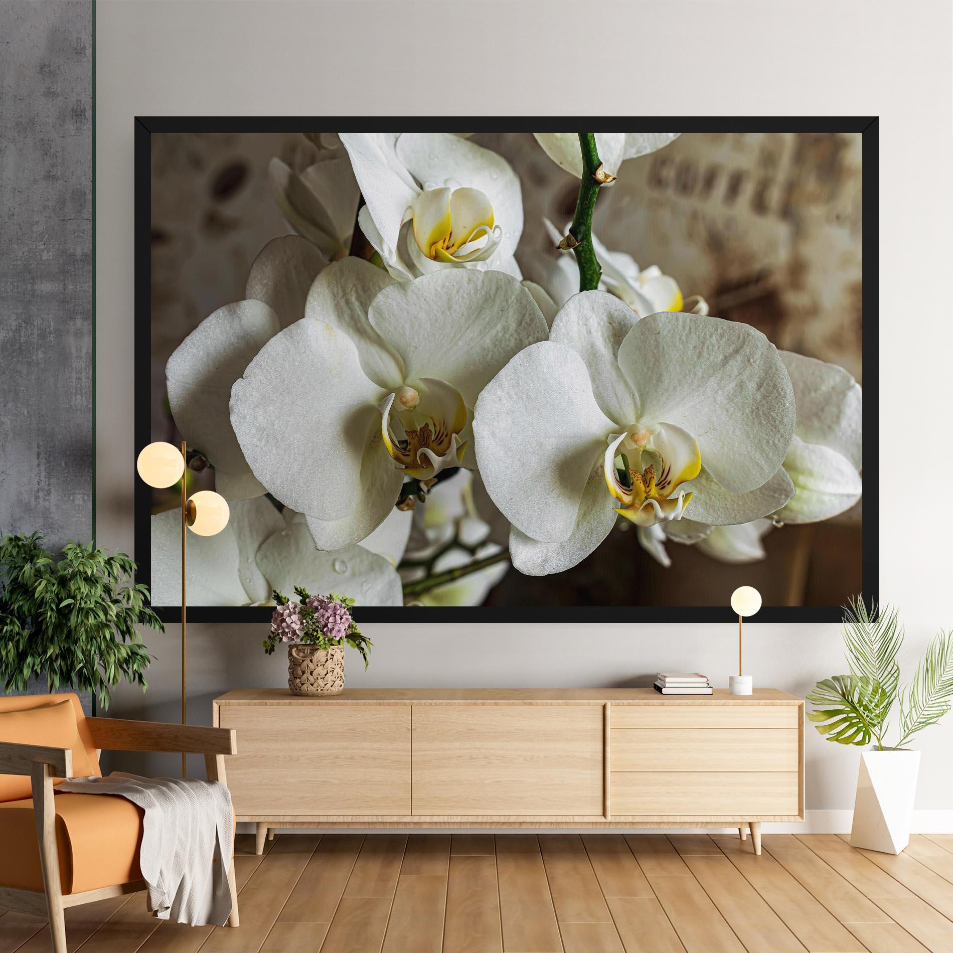 Картина на платно Beautiful White Orchids mockup 9