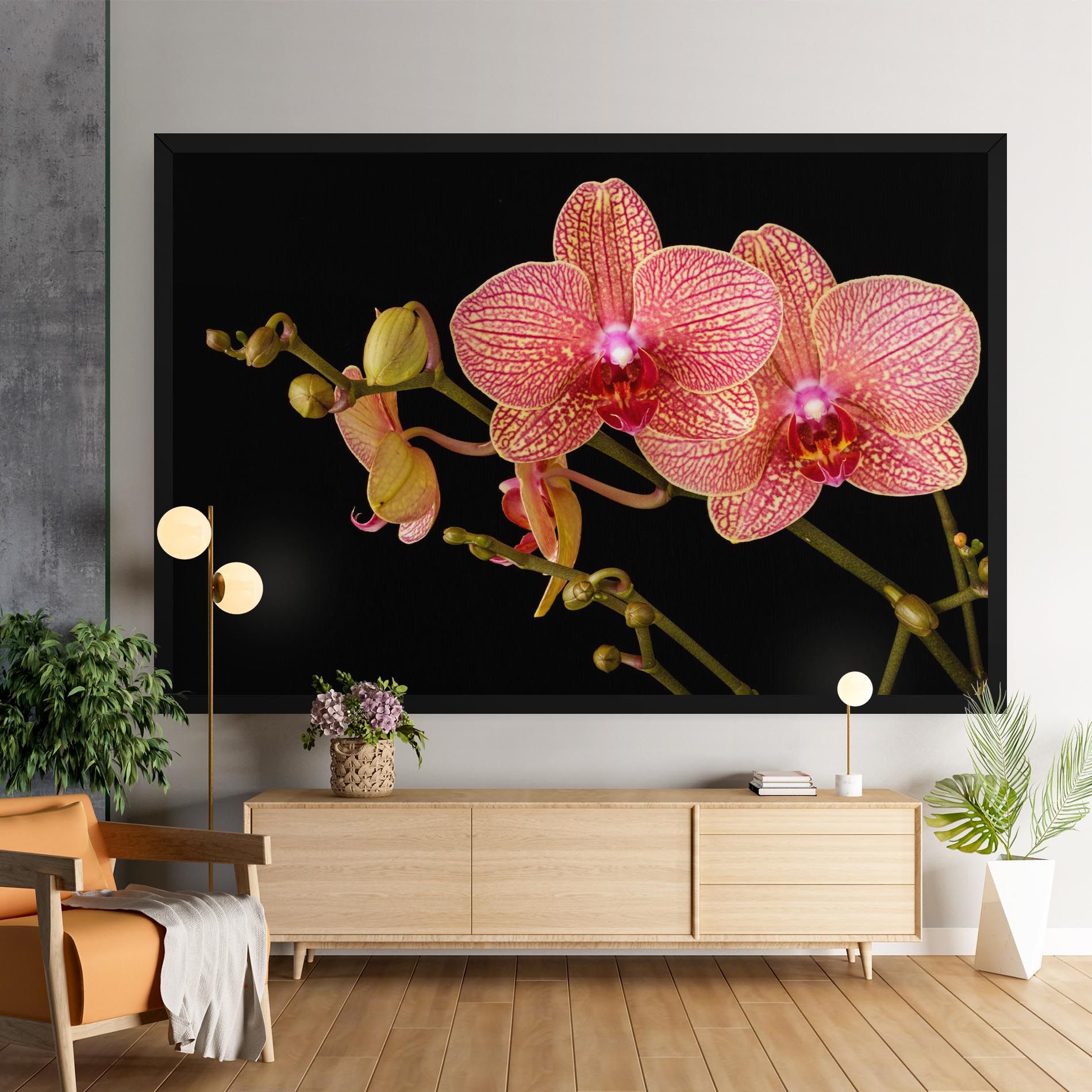 Pink Orchids On Black mockup 9