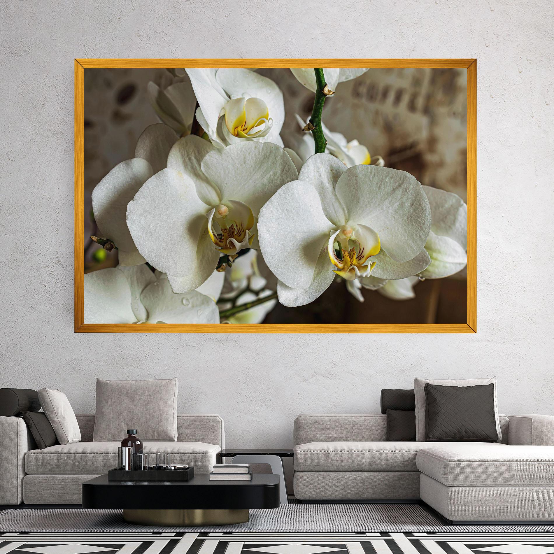 Картина на платно Beautiful White Orchids mockup 2