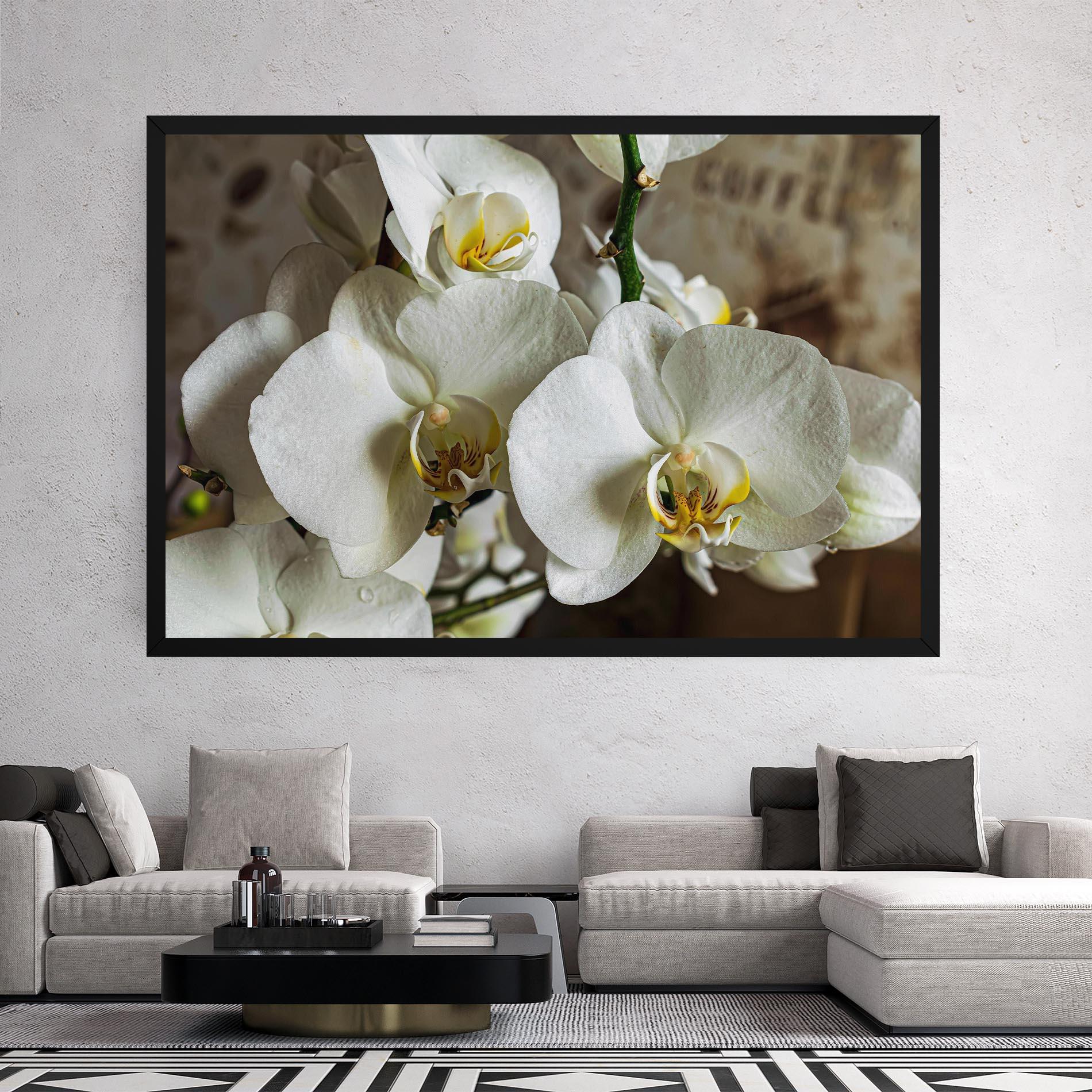 Картина на платно Beautiful White Orchids mockup 2