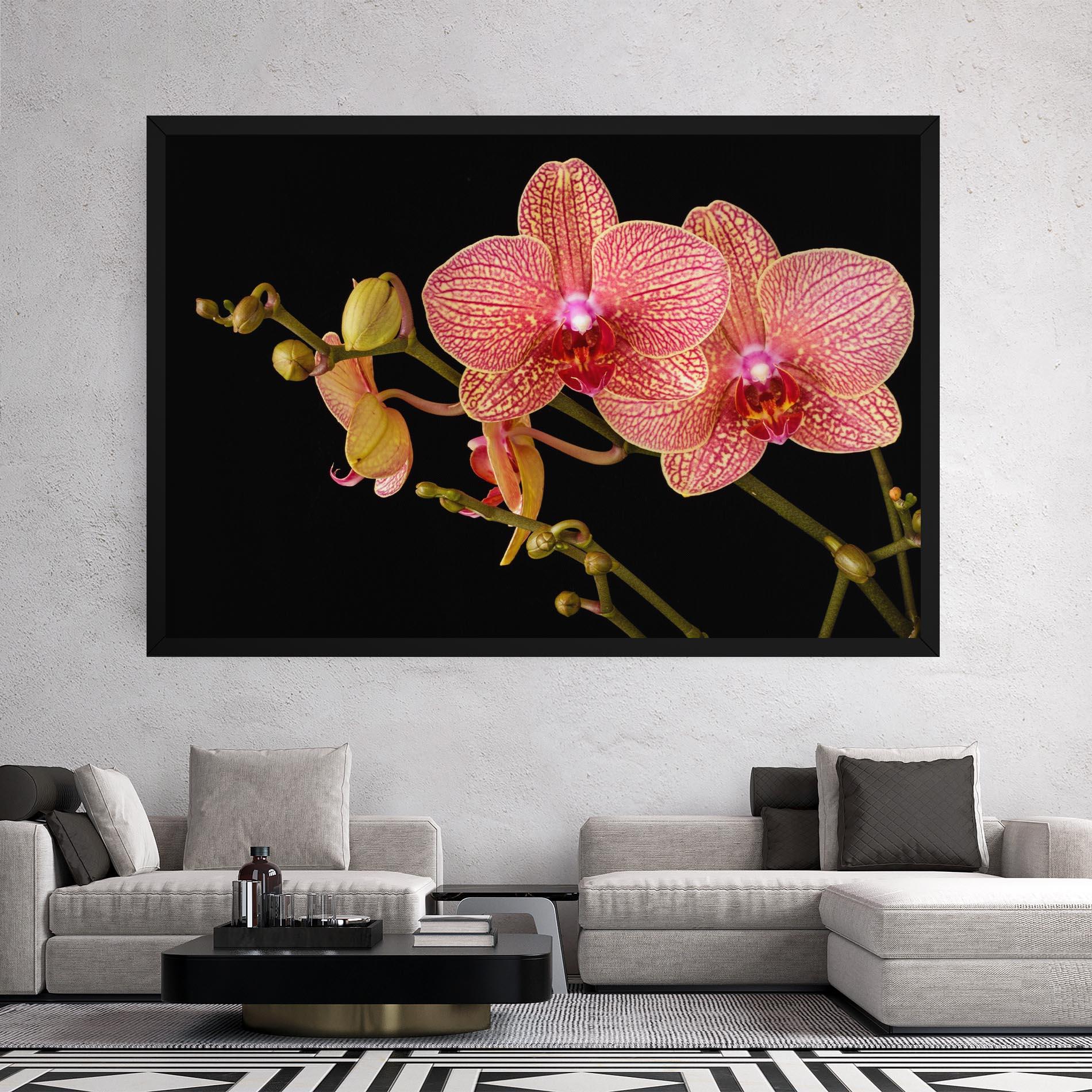 Картина на платно Pink Orchids On Black mockup 2