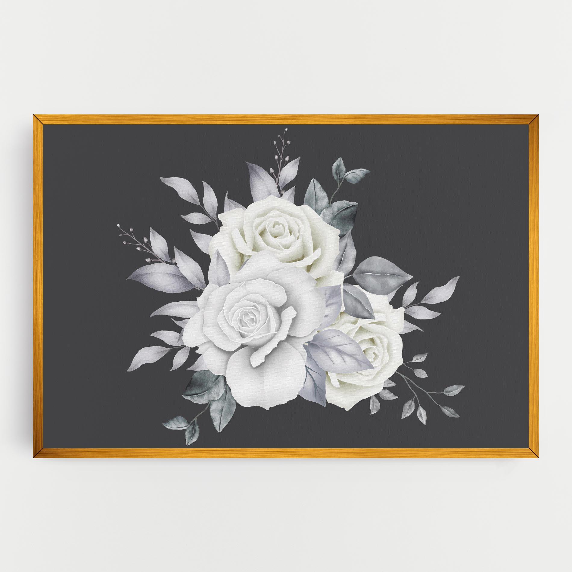 Картина на платно White Grey Rose mockup 0