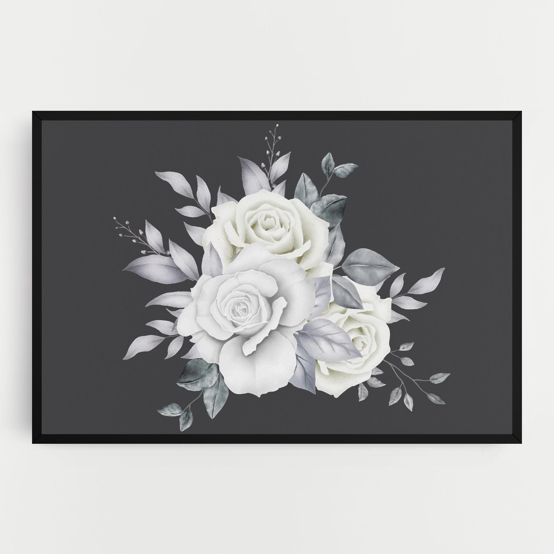 Картина на платно White Grey Rose mockup 0