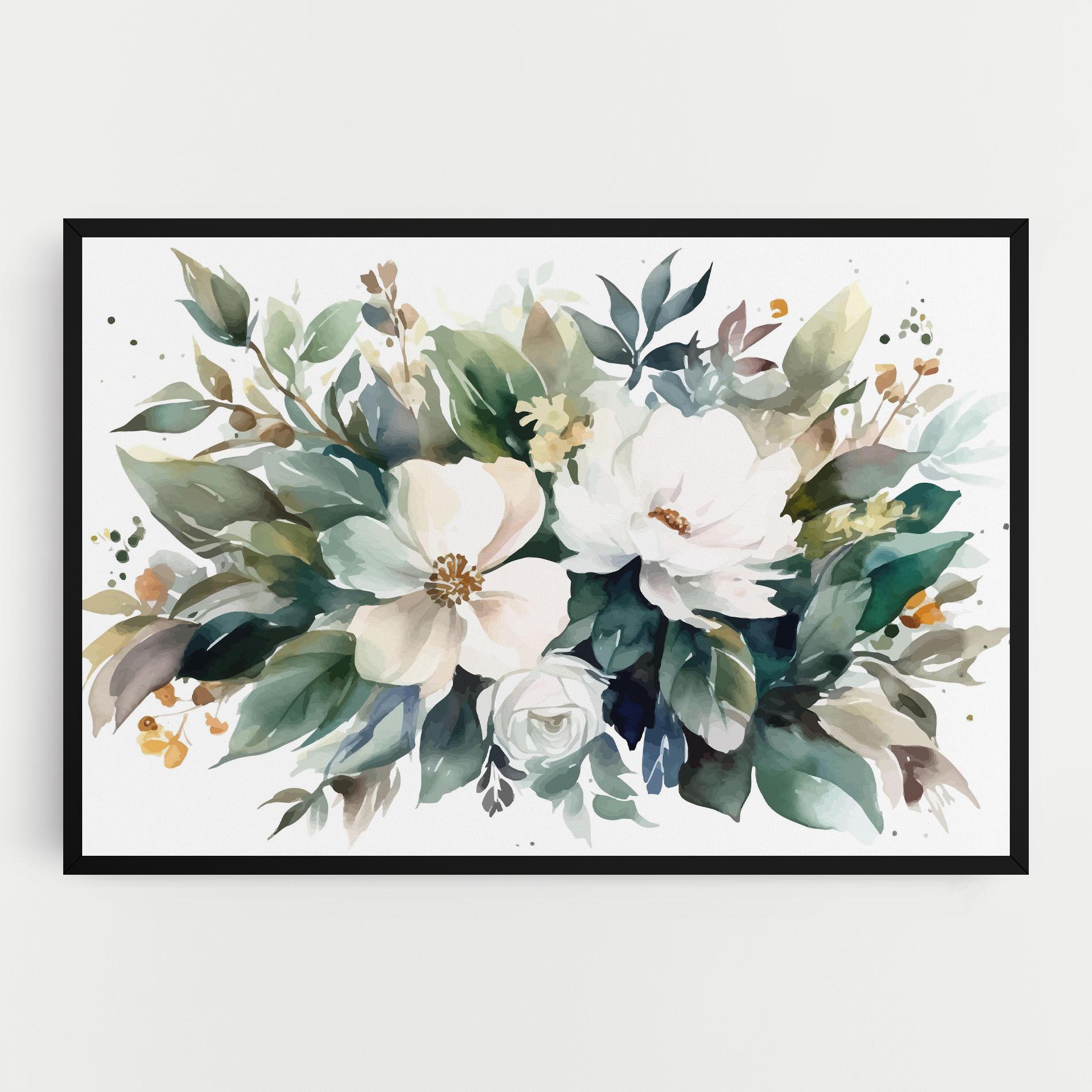 Картина на платно White Rose Paint mockup 0