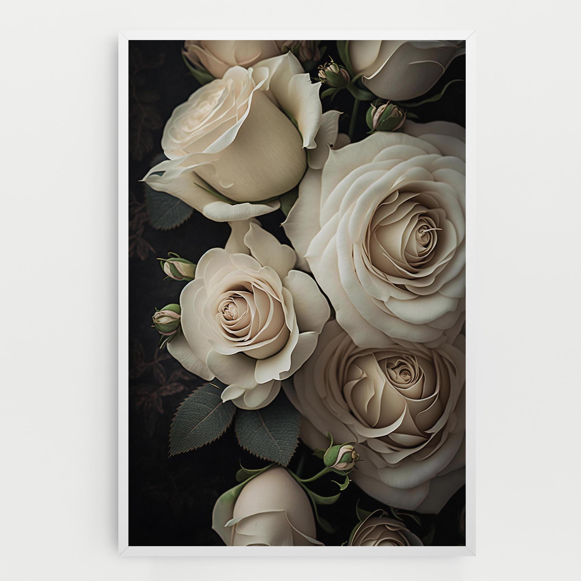 Картина на платно Cream Roses Close Up mockup 0