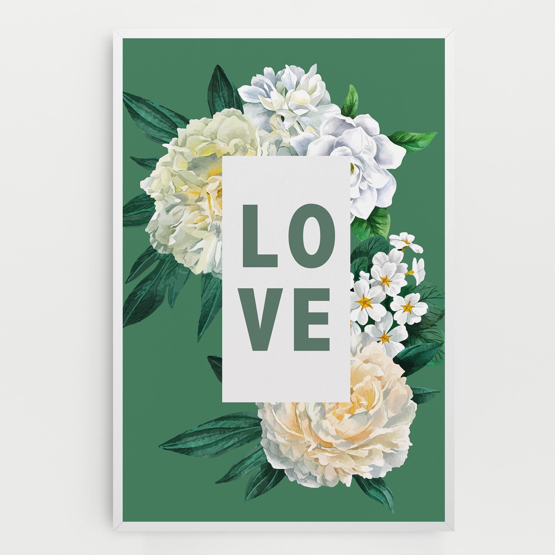 Картина на платно Love Green Rose mockup 0