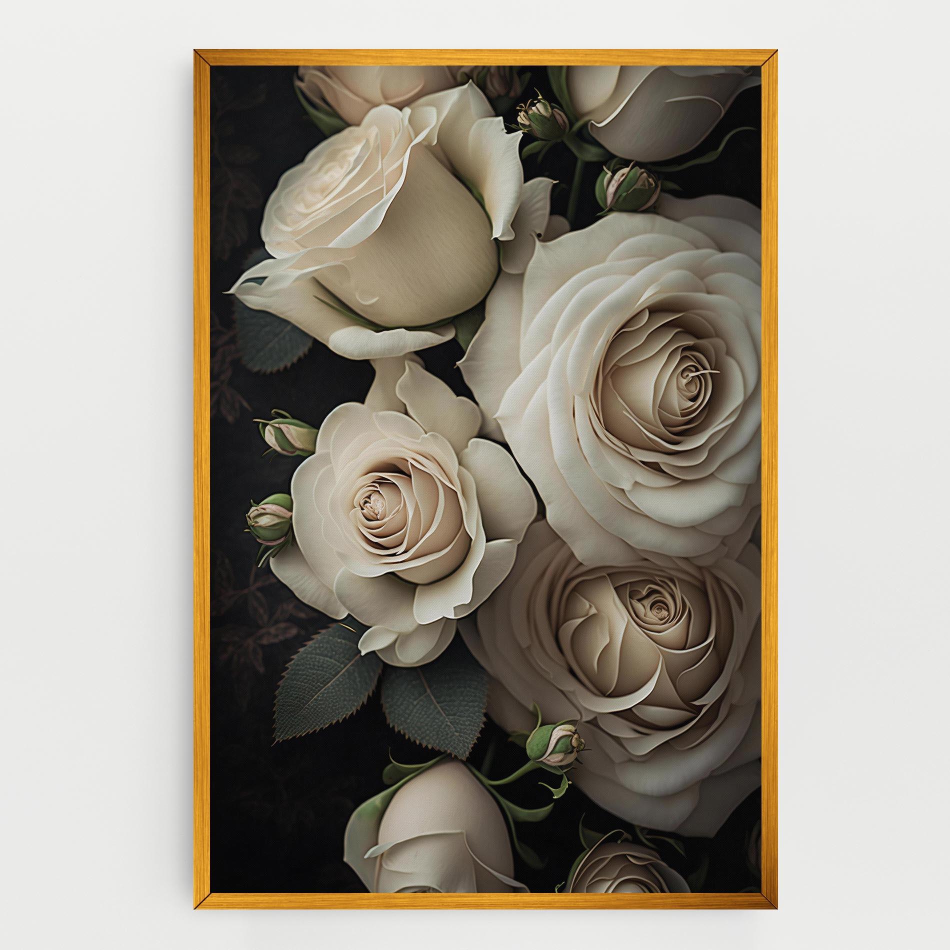 Картина на платно Cream Roses Close Up mockup 0