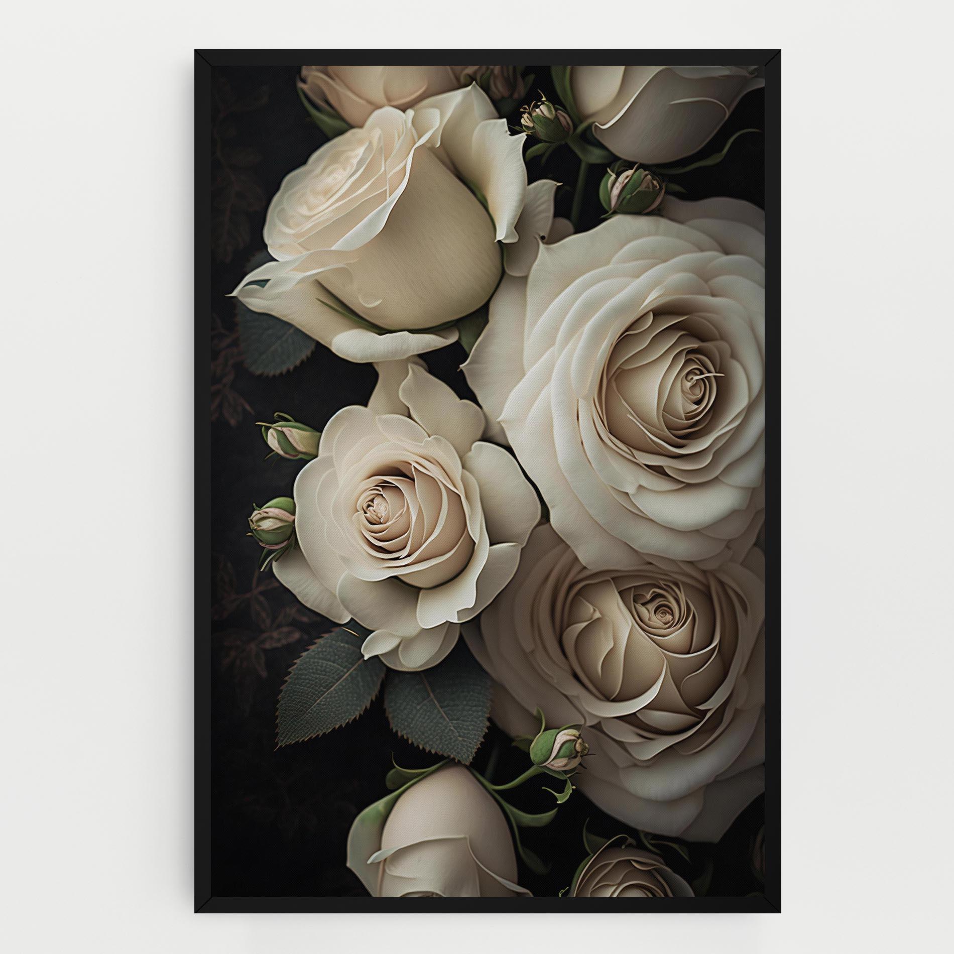 Картина на платно Cream Roses Close Up mockup 0