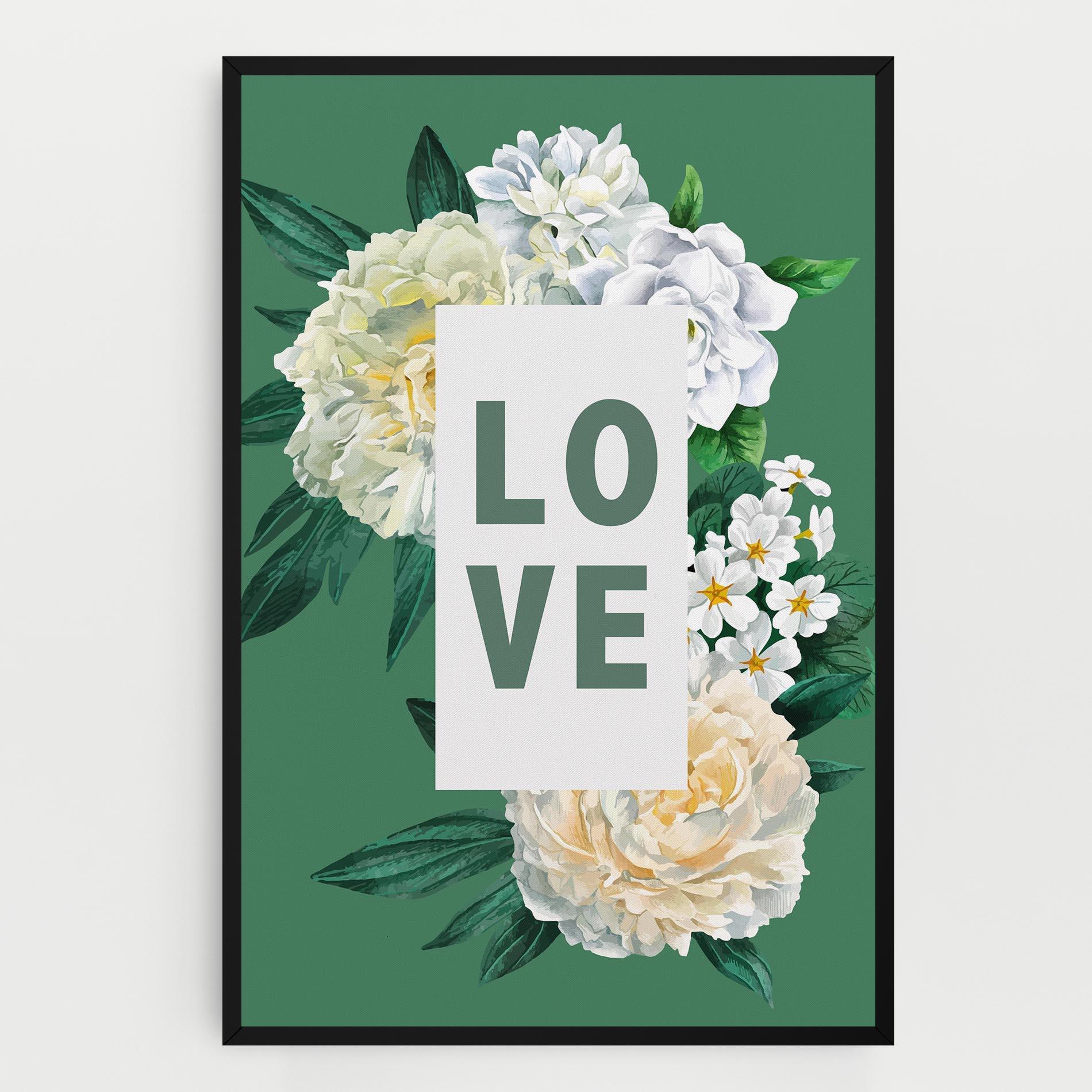 Картина на платно Love Green Rose mockup 0