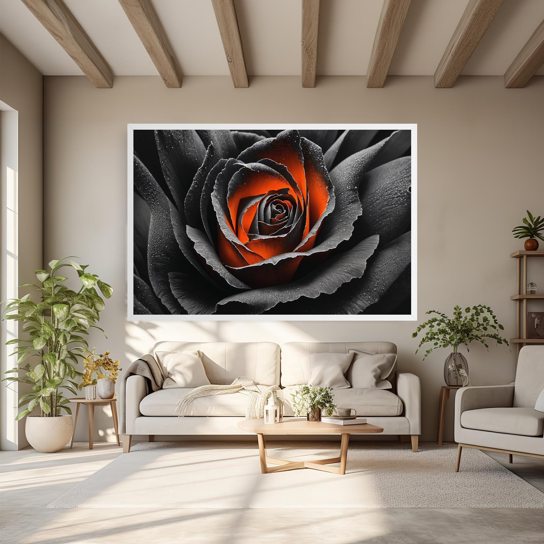 Картина на платно Grey Orange Rose mockup 6