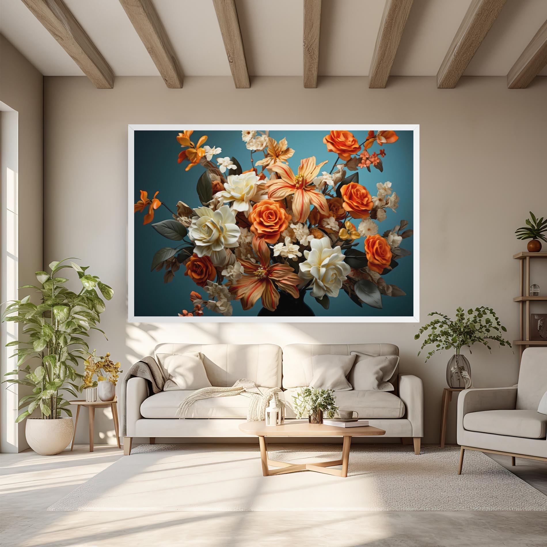 Картина на платно Orange Cream Rose mockup 6